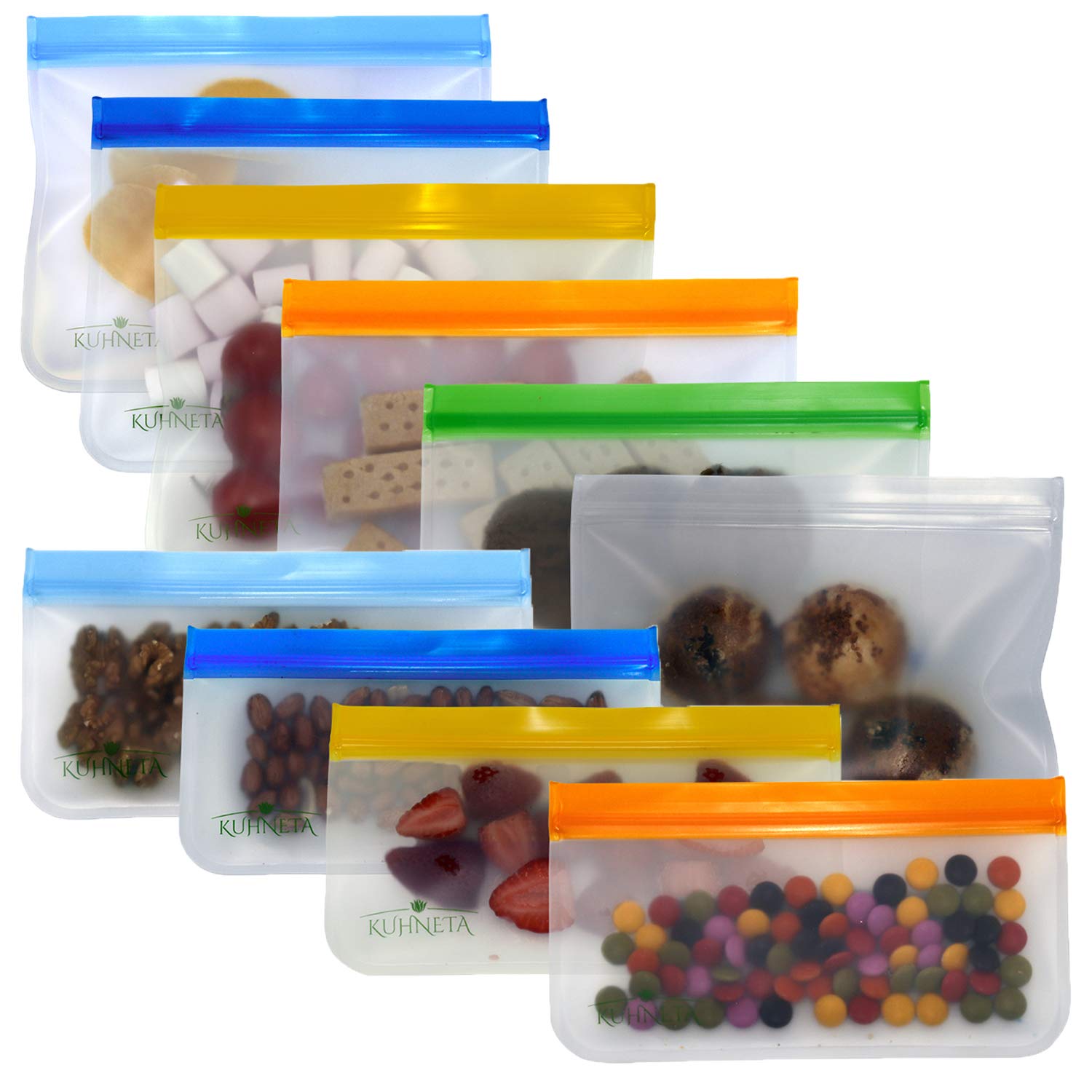 Eco-Friendly Reusable Sandwich Bags & Snack Bags Set - BPA-Free, Leakproof Food Storage Containers for Lunch, Picnics & Meal Prep (6 Sandwich + 4 Snack Bags, Mixed Colors) | Perfect for School Lunches, Office Meals & Outdoor Activities