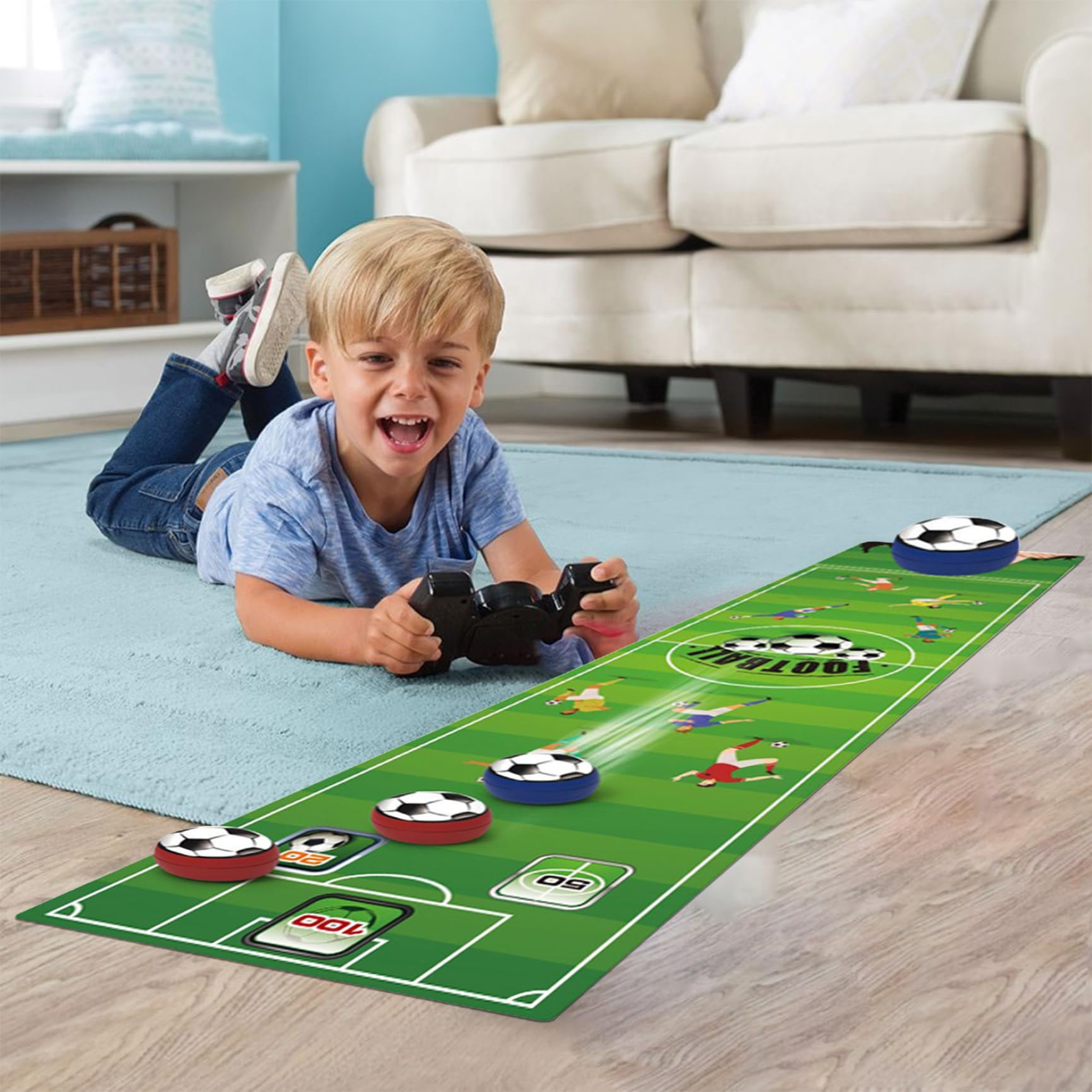 Tabletop Curling Game Set for Adults & Kids - Fun Family Interactive Game, Parent-Child Bonding Activity, Stress Relief & Developmental Party Game - Perfect for Indoor Play, Birthday Parties & Team Building Events (Soccer Style)