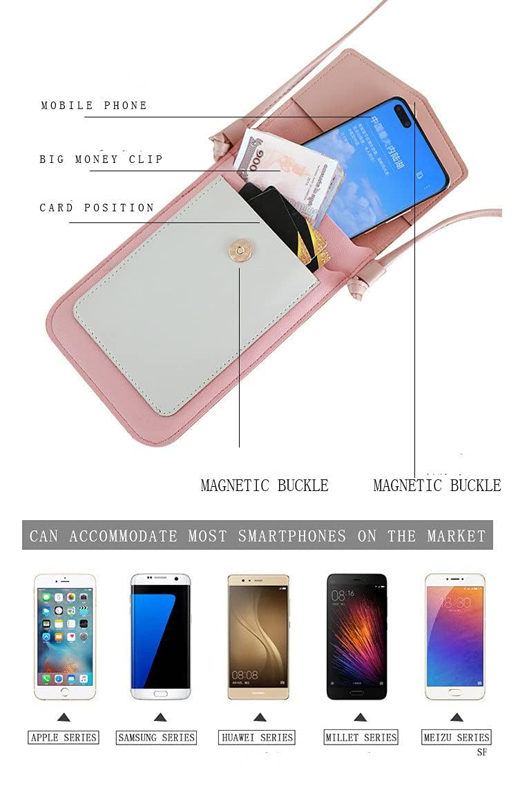Leather Crossbody Phone Purse for Women - Touchscreen Wallet Handbag with Card Slots, Small Shoulder Bag Fits iPhone 15/14/13 Pro Max & Samsung Galaxy (White) | Perfect for Shopping, Travel & Daily Use