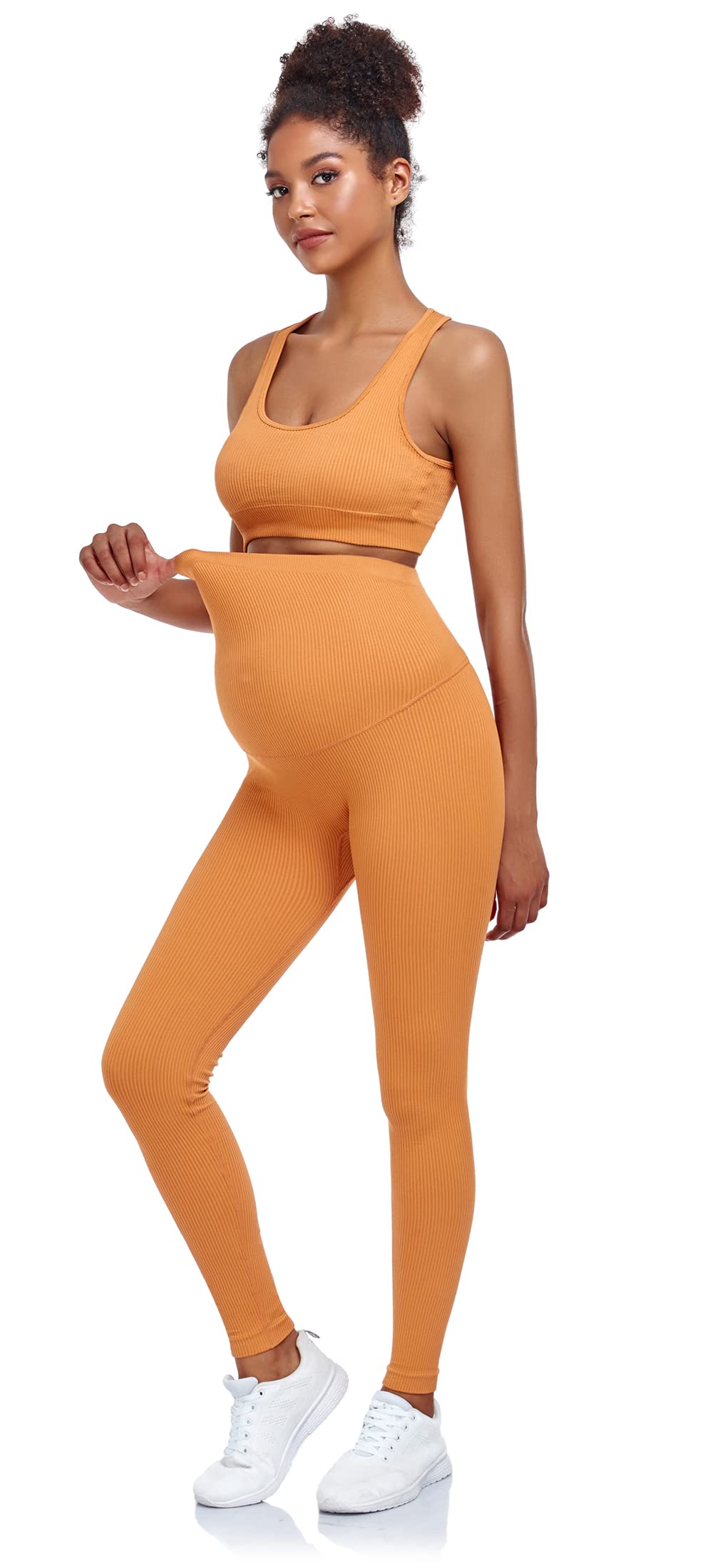 Pregnancy Maternity 2-Piece Outfit Set - Comfortable Nursing Bra & Yoga Shorts for Women - Soft Lounge Wear for Yoga, Workout & Relaxation at Home