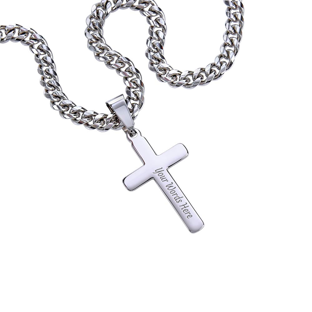 Personalized Cross Necklace for Dad - Custom Engraved Father's Day Gift - Perfect for Birthday, Anniversary & Religious Occasions