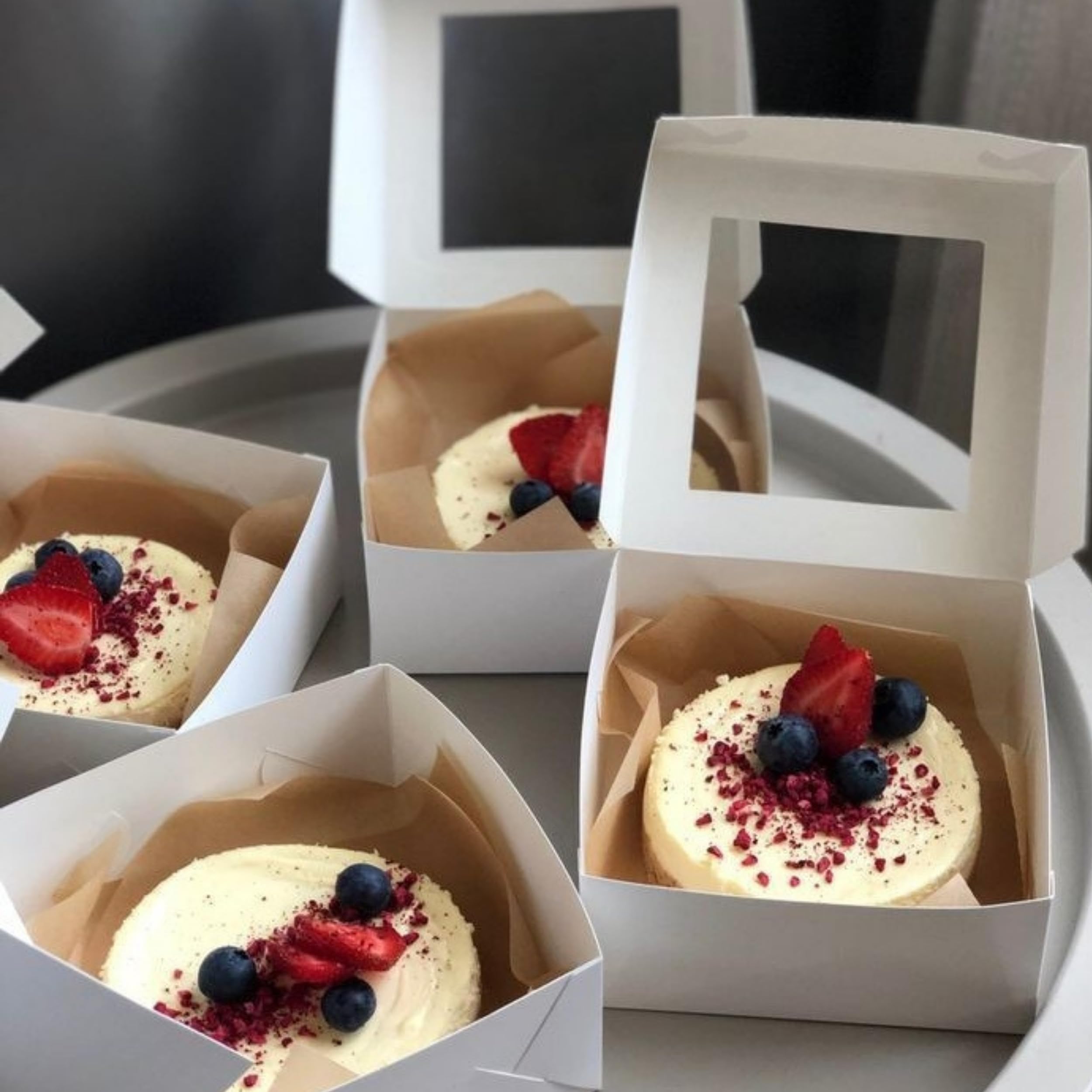 10 Inch Cake Box Set with Lids & Gold Ribbon - Disposable Bakery Boxes with Window, Cake Drum & Board for Birthday, Wedding & Party Desserts | BELMAKS Tall Cake Containers