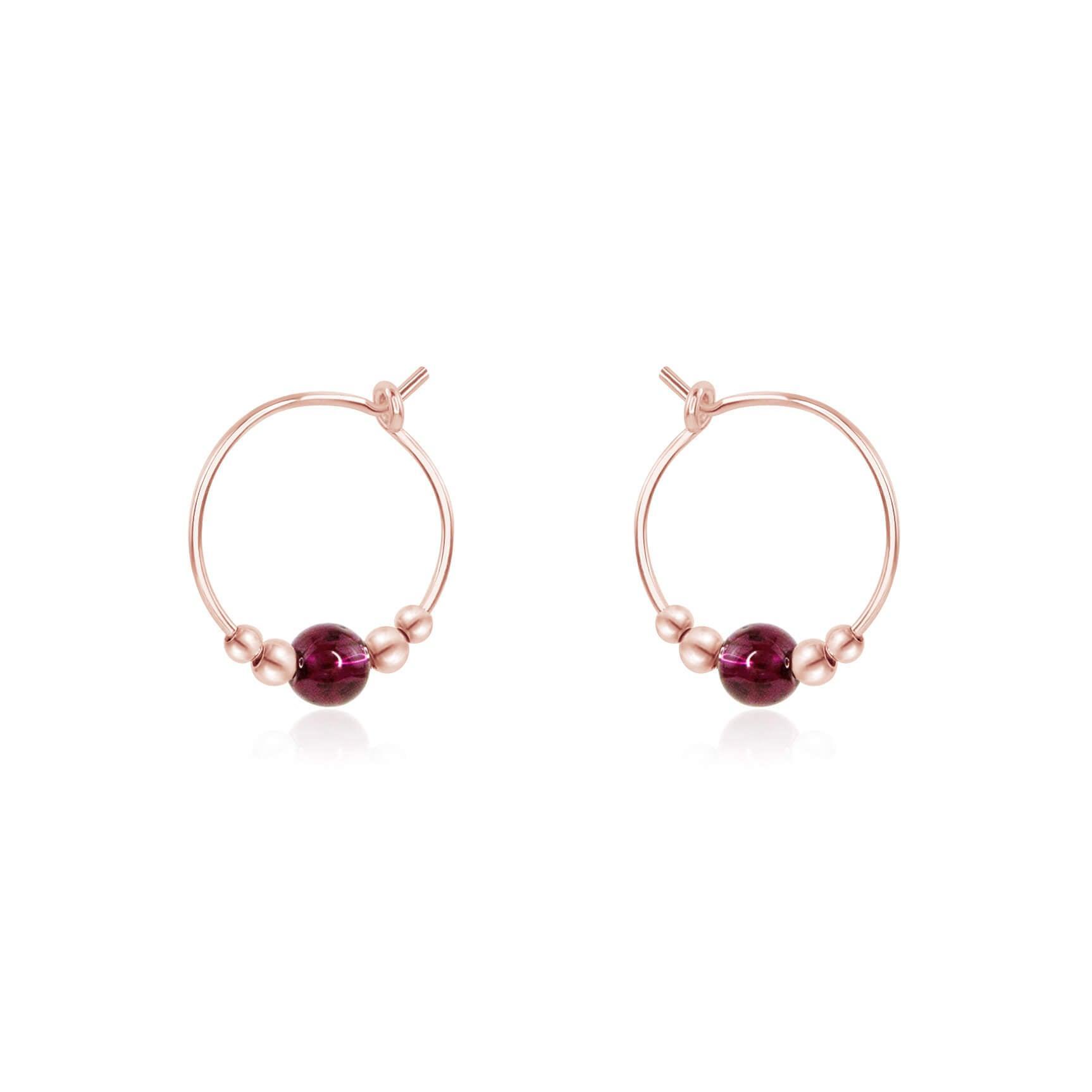 Tiny Garnet Bead Hoop Earrings - Dainty Gemstone Jewelry for Women | Perfect for Everyday Wear, Date Nights & Special Occasions