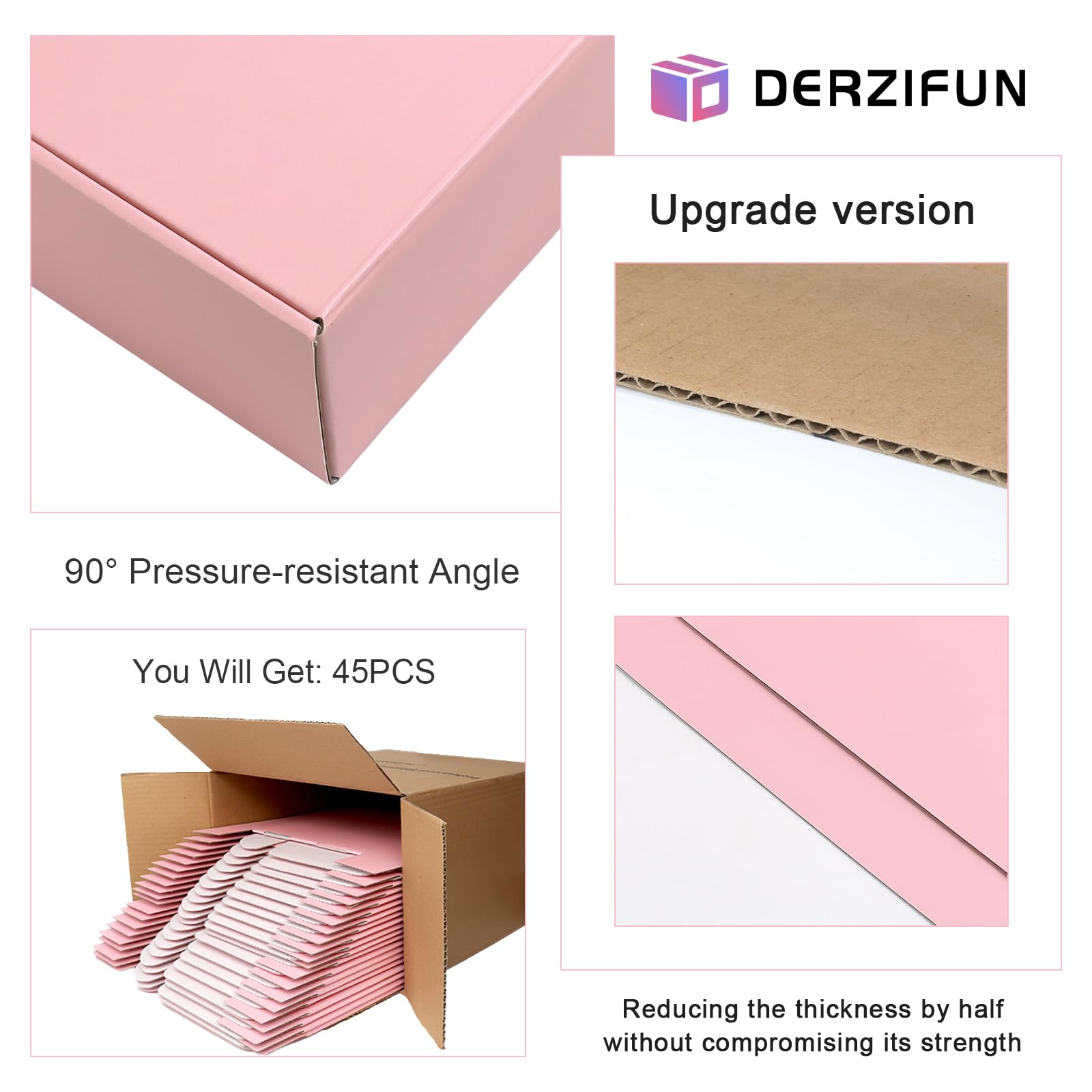 8x8x2 Inch Pink Shipping Boxes - 45 Pack for Small Business & Mailing | Durable Corrugated Cardboard for Gifts & Ecommerce