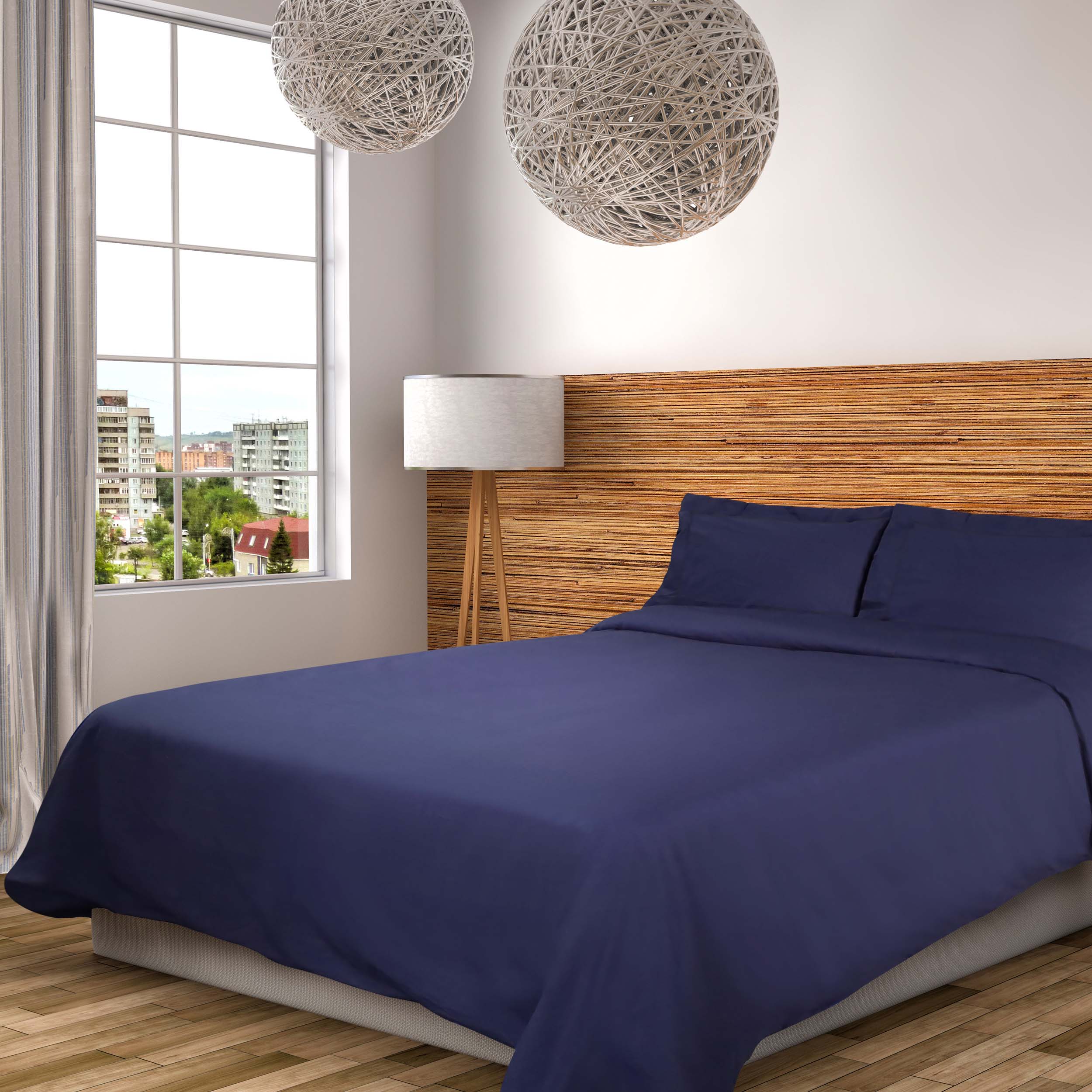 300 Thread Count Cotton Percale Solid Duvet Cover Set - Queen Size, Breathable & Soft Bedding Set for All Seasons - Perfect for Master Bedroom, Guest Room & Hotel Use