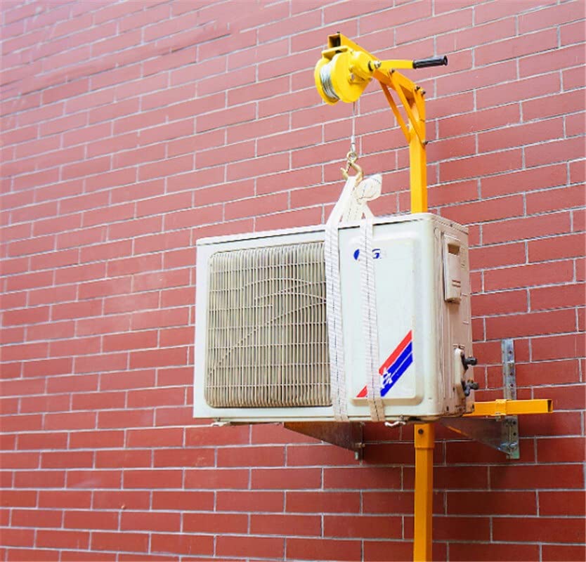 Self-Locking Manual Winch with Folding Bracket - 10m Air Conditioner Installation Lifting Crane Tool for HVAC, Window AC Units & Home Appliance Mounting (EKNGOORAN-10M) - Perfect for Contractors & DIY Home Improvement Projects