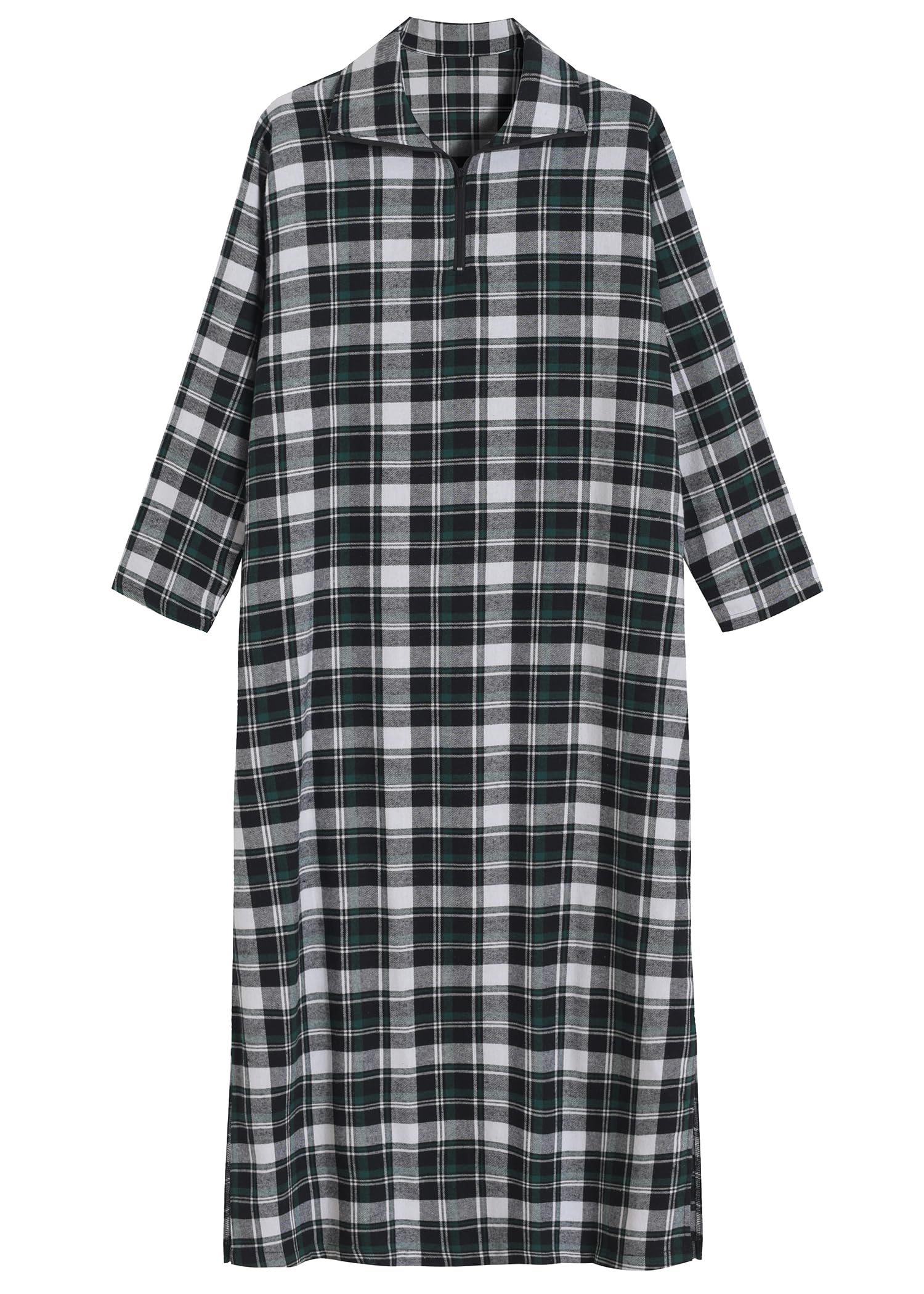 Women's Soft Flannel Nightgown - Long Sleeve Full Length Cotton Sleepwear for Winter, Cozy Loungewear for Cold Nights at Home