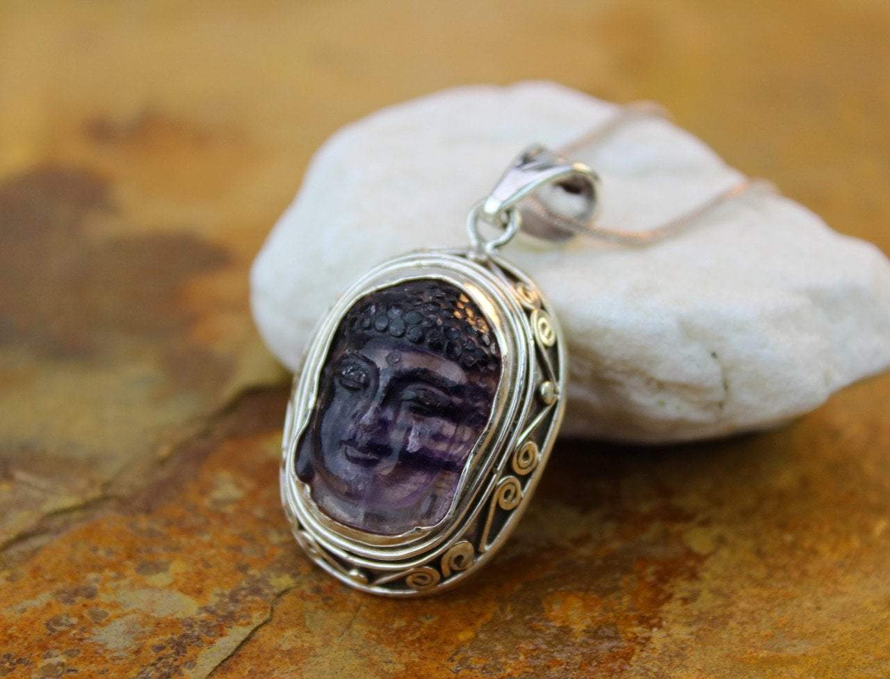 Natural Amethyst Buddha Pendant Necklace - Healing Crystal Jewelry for Meditation, Yoga & Spiritual Protection | Buddhist Gift for Women & Men