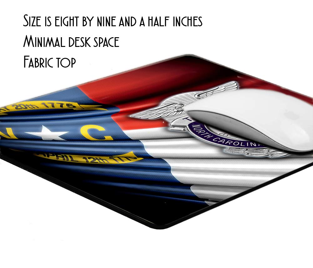 North Carolina State Highway Patrol Trooper Design Thin Rubber-Backed Square Mouse Pad - Non-Slip Gaming Mousepad for Computer, Laptop & Office Desk | Perfect for Gamers, Office Workers & Home Use