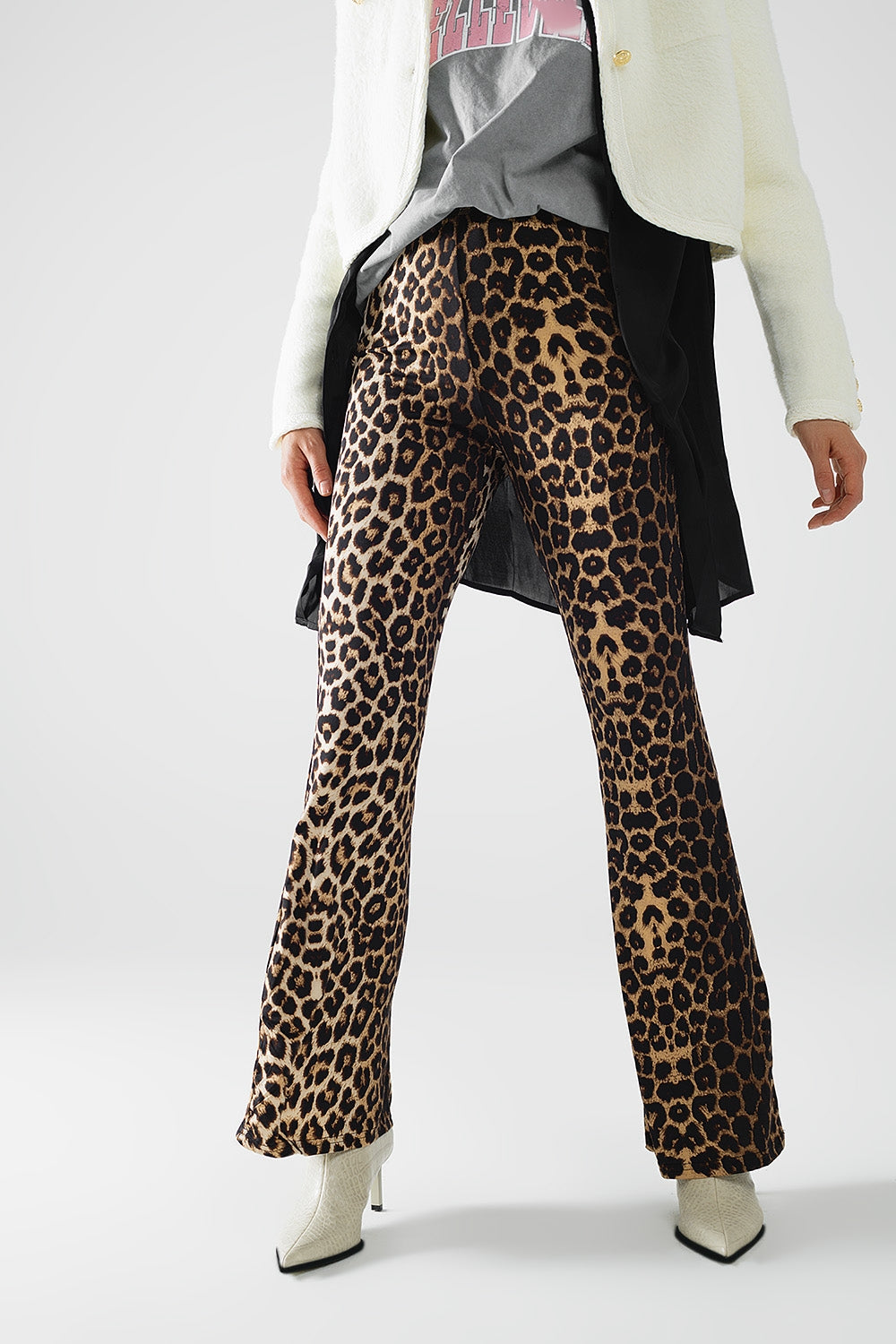 Leopard Print Flared Spandex Leggings for Women - Trendy High Waist Yoga Pants for Workout, Lounge & Casual Wear
