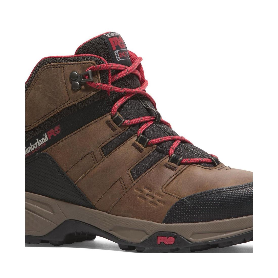 Switchback Lt 6 Inch Steel Toe Work Boots for Men - Brown/Red Safety Shoes - OSHA Compliant Work Boots for Construction, Warehouse & Outdoor Jobs