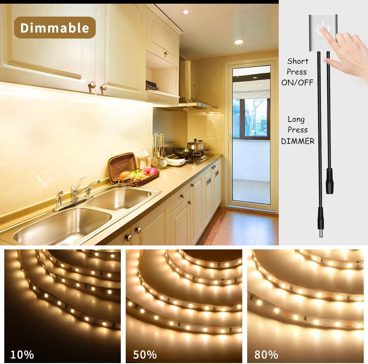 Sensky 12V 24V DC Touch On/Off Dimmer Switch with Brightness Adjustment - LED Cabinet Light, Strip Light & Rigid Light Bar Controller - Perfect for Home, Office & RV Lighting Control