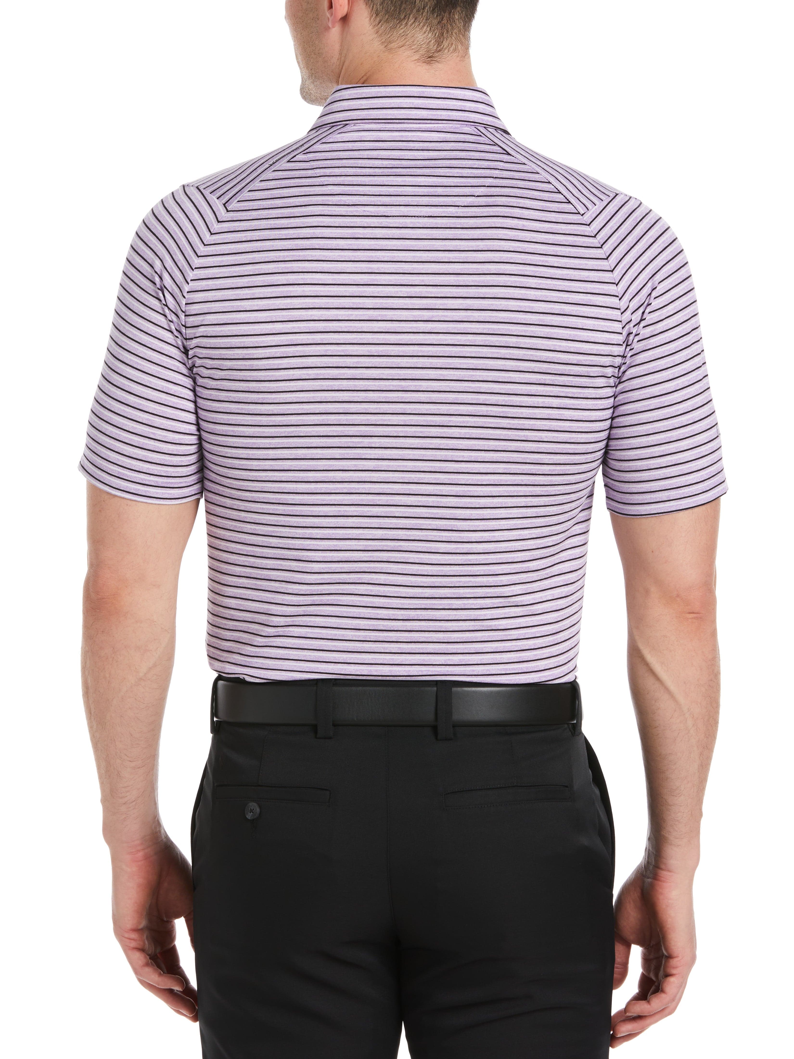 Men's Soft Touch Stripe Golf Polo Shirt - Breathable Moisture-Wicking Performance Shirt for Golf, Tennis & Casual Wear
