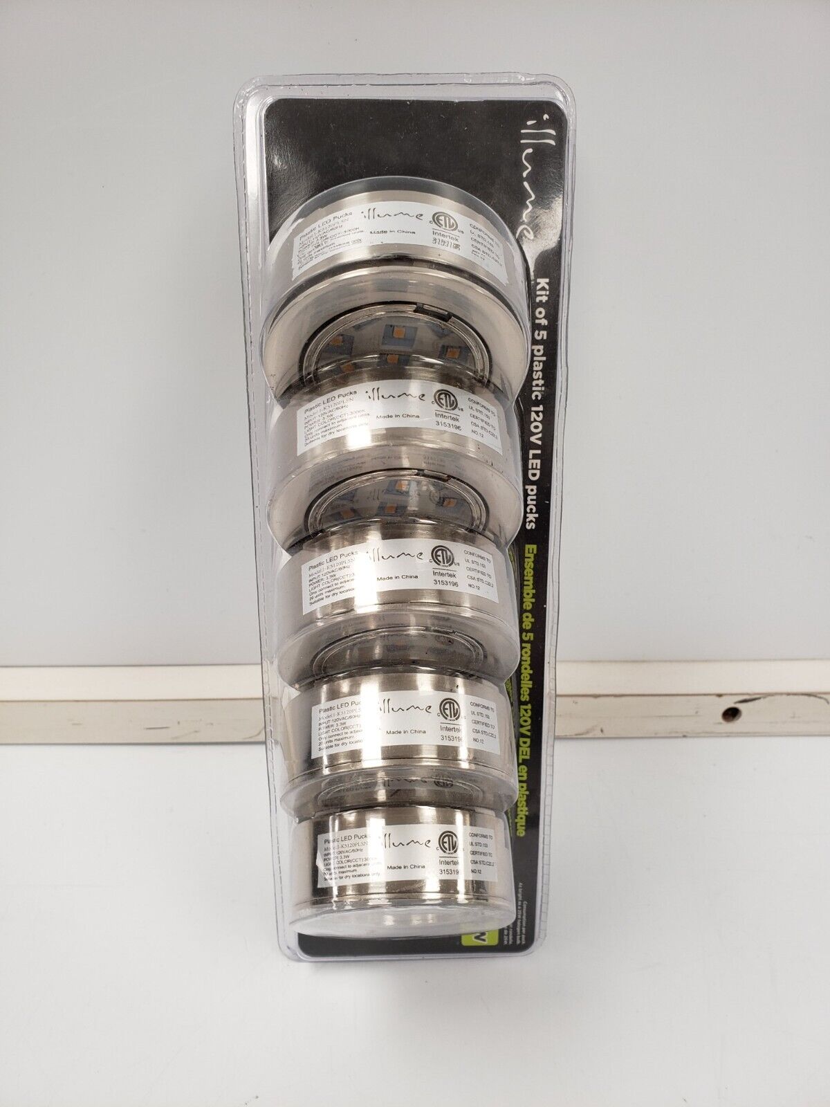 Illume I K5120PLSN LED Puck Light - 6 Pack, Dimmable Under Cabinet Lighting for Kitchen, Bathroom, Closet & Staircase - Warm White 3000K, Hardwired or Plug-in, Energy Efficient Accent Lighting