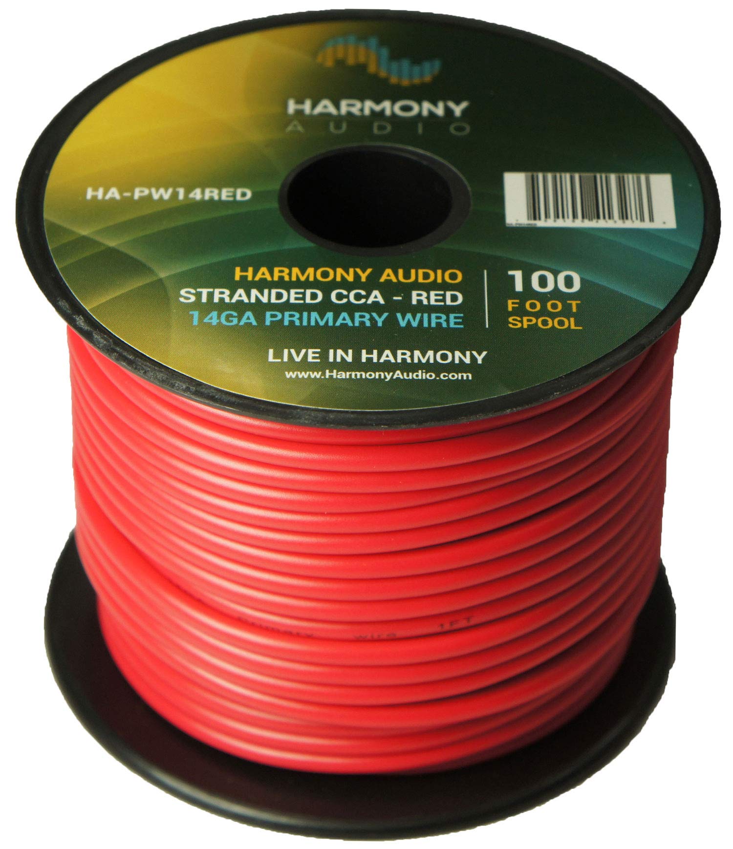 Harmony Audio 14 Gauge Primary Single Conductor Power/Ground Wire - 16 Rolls (1600 Feet) - 6 Color Mix for Car Audio, Trailer Wiring, Model Train & Remote Control Applications - Perfect for DIY Automotive Electrical Projects