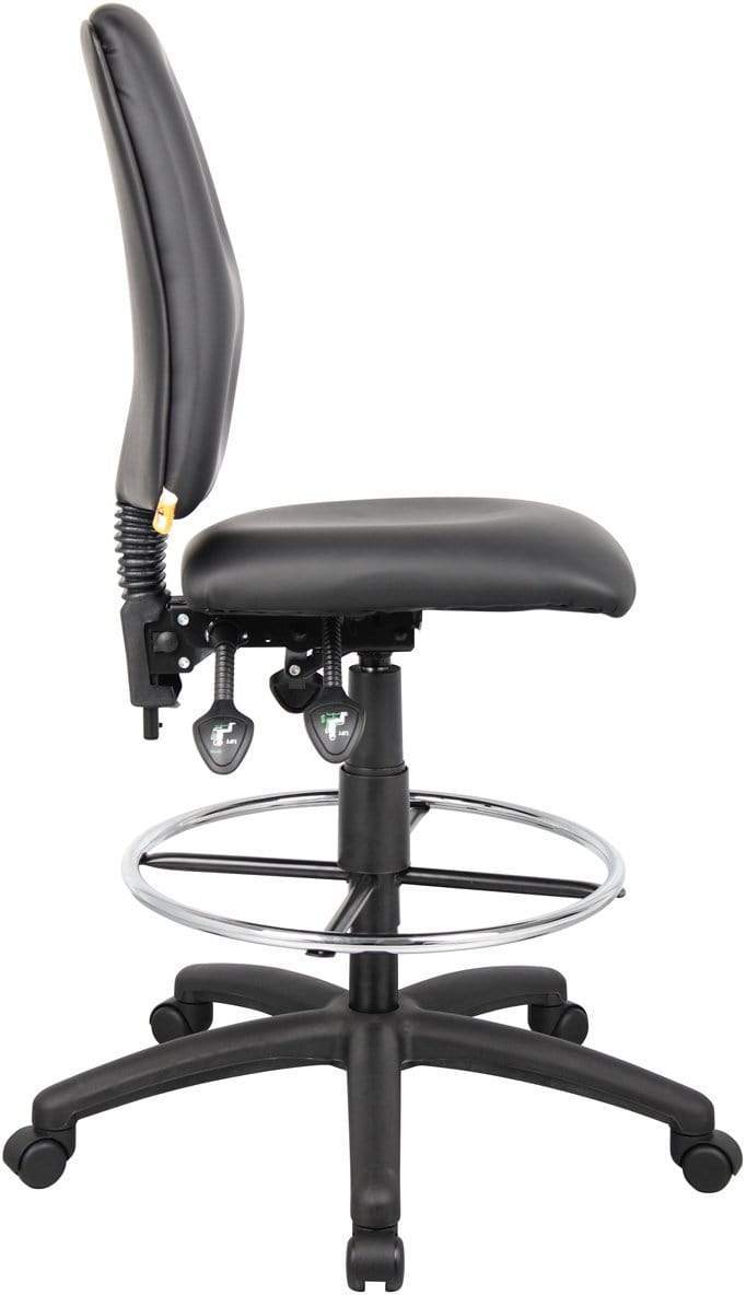 Boss Multi-Function LeatherPlus Drafting Stool [B1645] - Adjustable Height Office Chair for Architects, Artists & Home Office Use