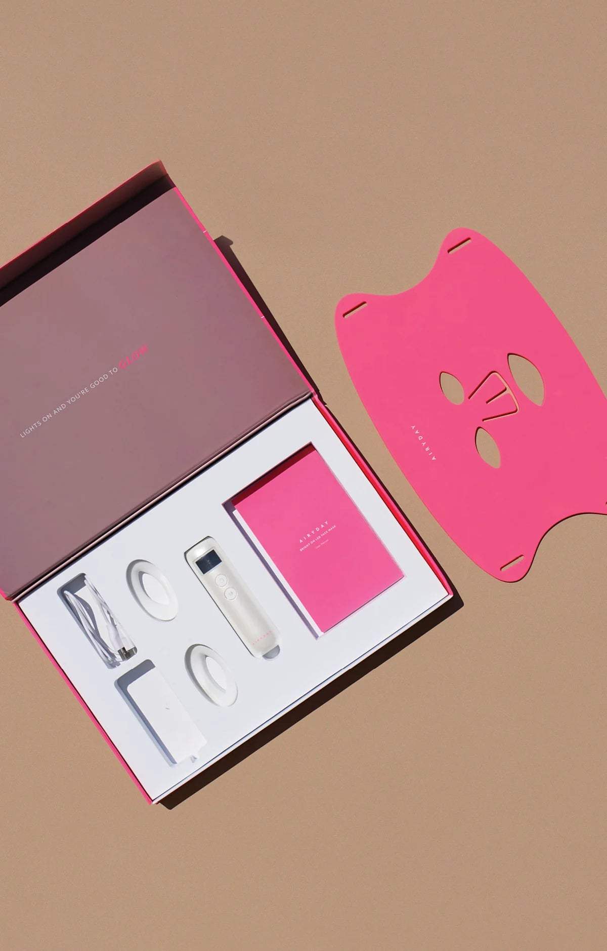 Airyday Bright On LED Face Mask - Red Light Therapy for Skin Rejuvenation, Anti-Aging & Acne Treatment - Perfect for At-Home Skincare Routine & Spa Days