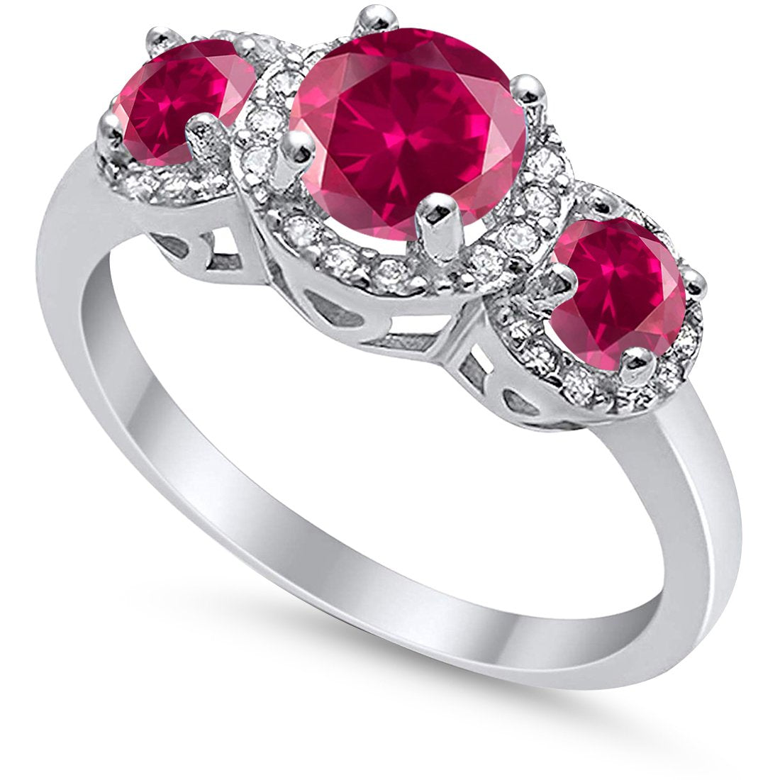 3 Stone Halo Wedding Ring - 925 Sterling Silver CZ Engagement Band for Women | Elegant Bridal Jewelry for Proposals, Anniversaries & Special Occasions