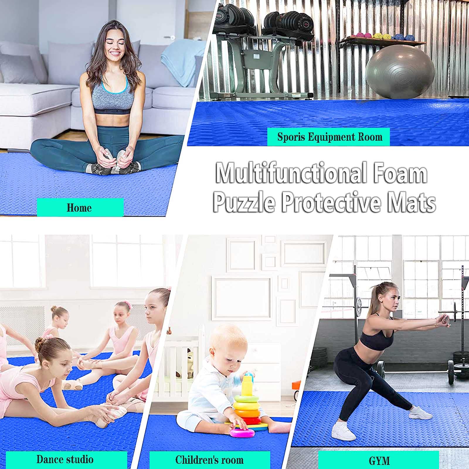 Premium EVA Foam Exercise Mats - 12-Piece Interlocking Puzzle Gym Floor Tiles (24