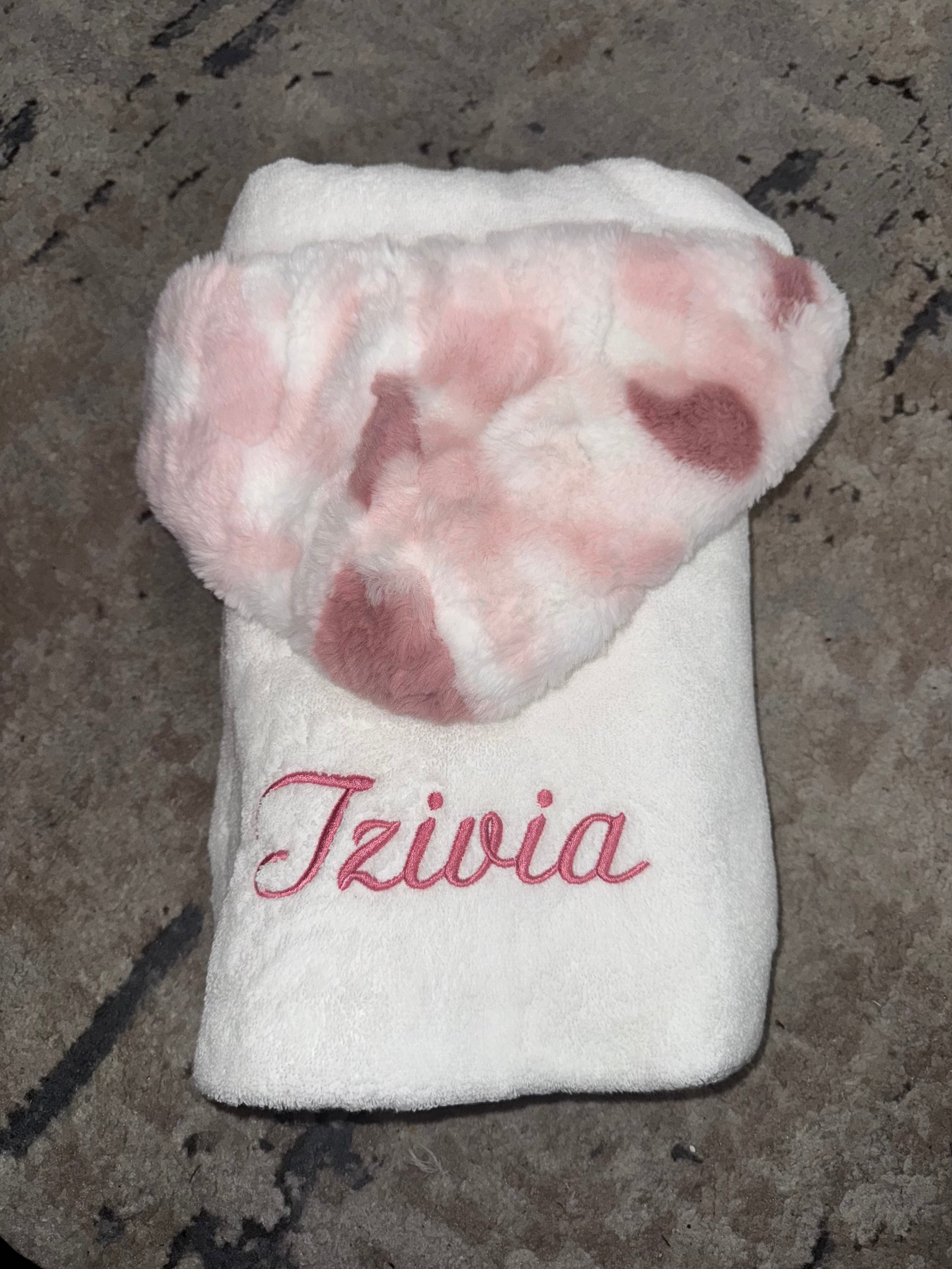 Soft Confetti Mauve & White Cloud Oversized Hooded Bath Towel - Ultra Absorbent & Luxurious for Adults, Spa, Beach & Pool Use