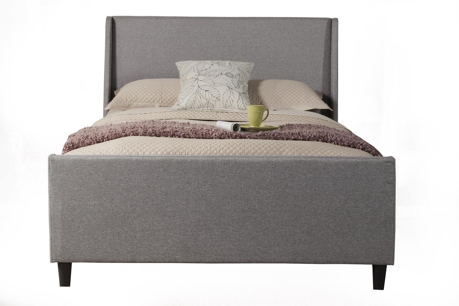 Alpine Amber Full Size Bed Frame - Modern Gray Wooden Platform Bed with Headboard - Perfect for Bedroom, Guest Room & Dorm Furniture