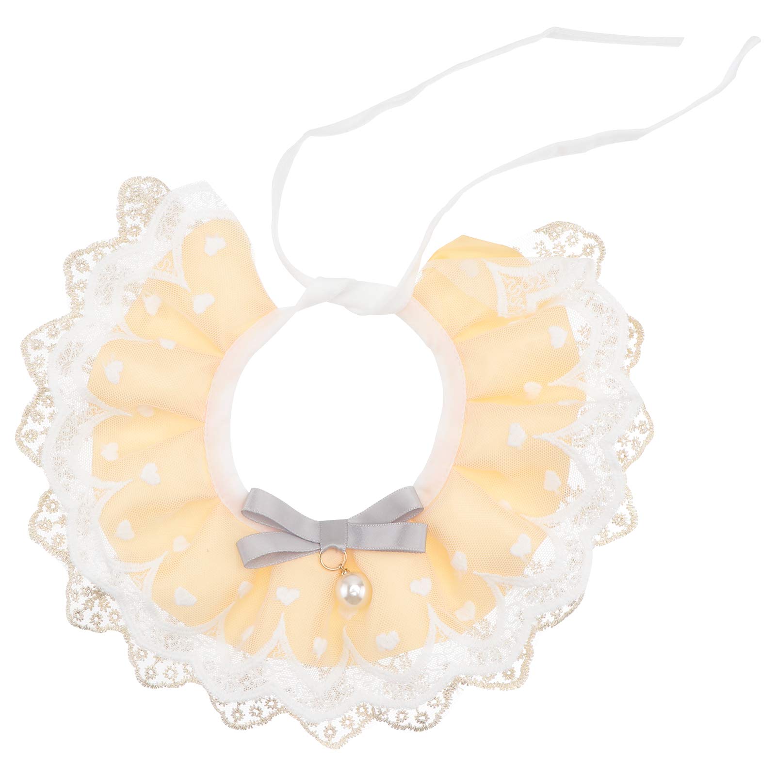 iplusmile 1pc Pet Lace Scarf Dog Cat Collar with Bell - Adjustable Kitten Bandana, Pearl Necklace for Puppy Wedding Costume & Christmas Apparel - Perfect for Pet Parties, Photo Shoots & Holiday Dress Up