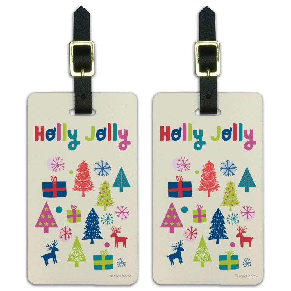 Festive Christmas Luggage ID Tags - Set of 2 Personalized Suitcase Tags for Travel Bags & Carry-Ons | Perfect Holiday Gift for Family & Friends | Travel Accessories for Airports & Vacations