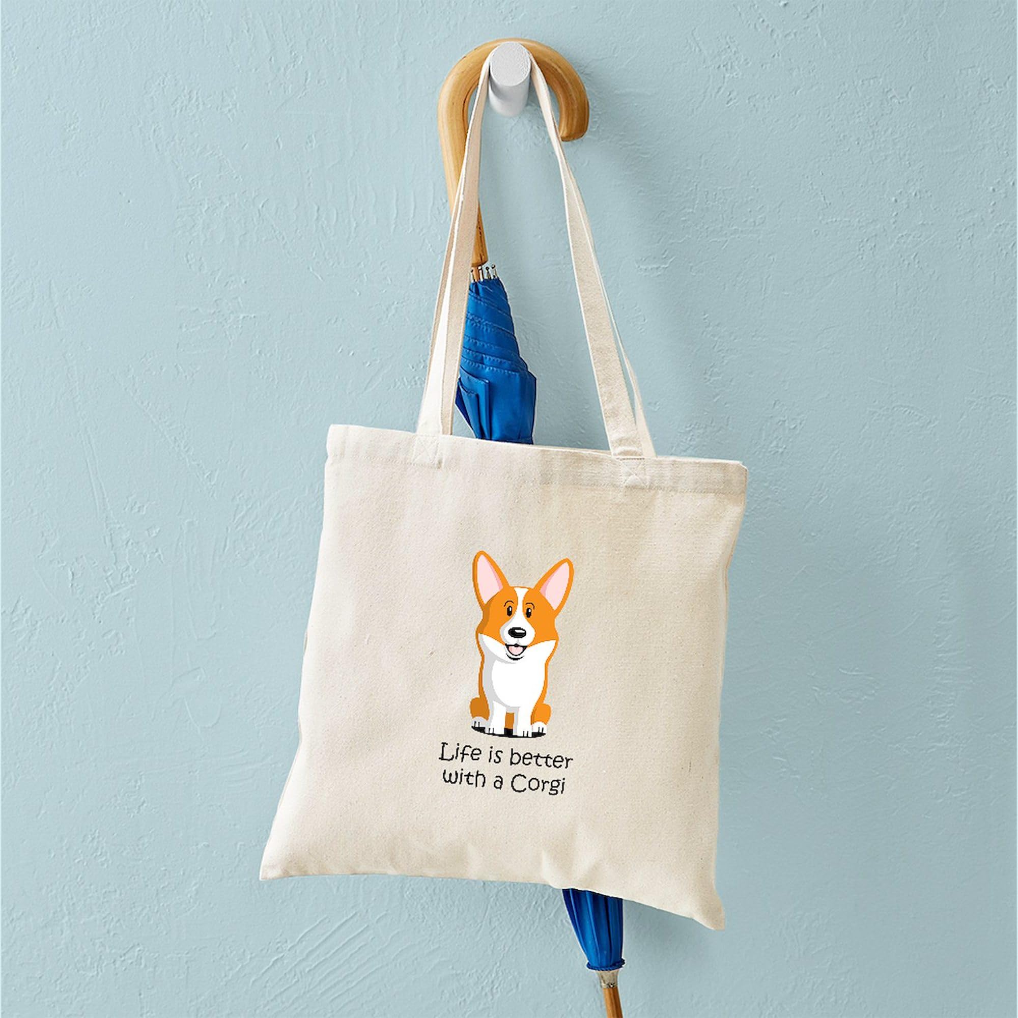 Pembroke Welsh Corgi Canvas Tote Bag - Natural Reusable Shopping Bag for Groceries, Beach & Everyday Use | Cute Dog Lover Gift