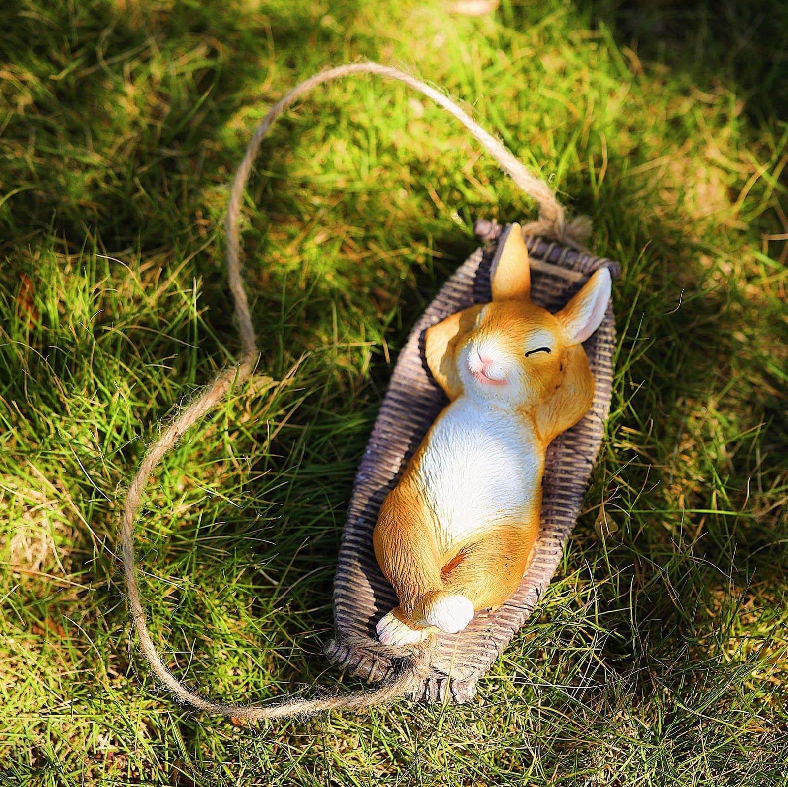 Handmade Waterproof Resin Rabbit Figurines - Bunny Ornaments for Garden, Yard Swing Hanging Decor, Cute Simulation Animal Sculpture for Lawn, Home & Gift | Perfect for Easter Decorations, Spring Garden Parties & Outdoor Themed Weddings