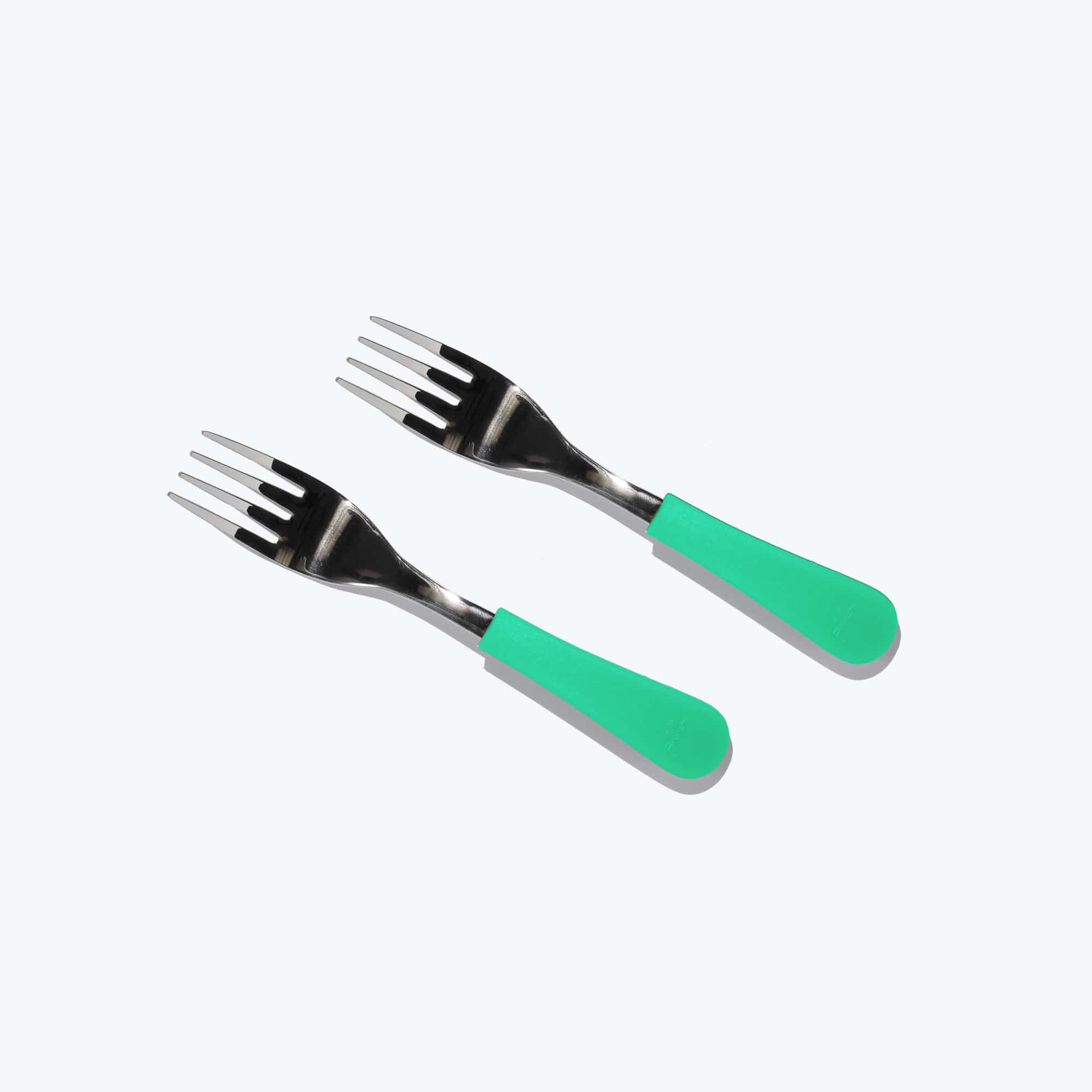 Avanchy Stainless Steel Baby Forks - 2 Pack, Eco-Friendly Green Utensils for Toddlers | Perfect for Baby-Led Weaning, Travel & On-the-Go Meals
