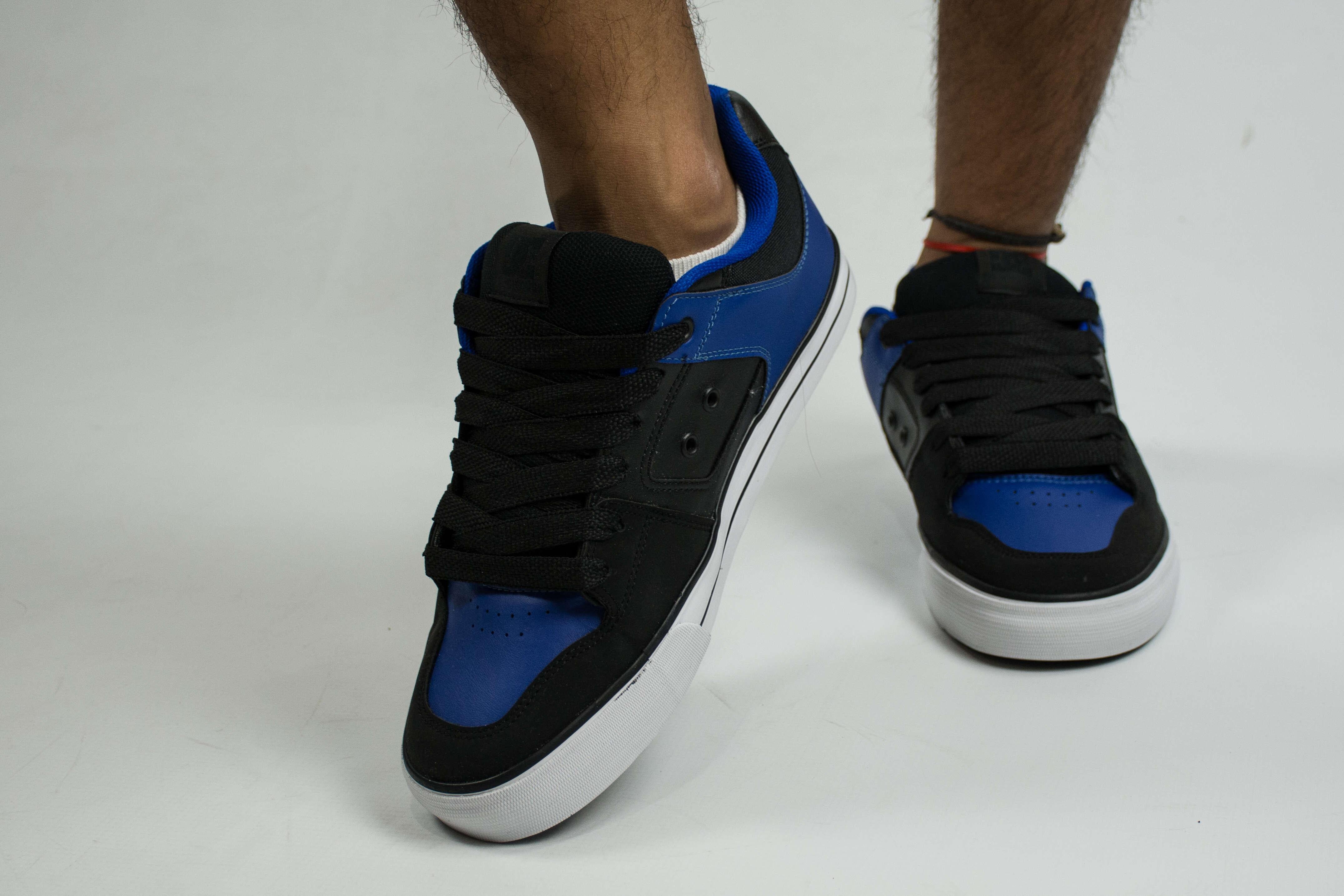 DC Pure BR4 Skate Shoes for Men - Black & Blue High-Performance Sneakers for Skateboarding, Streetwear & Casual Wear