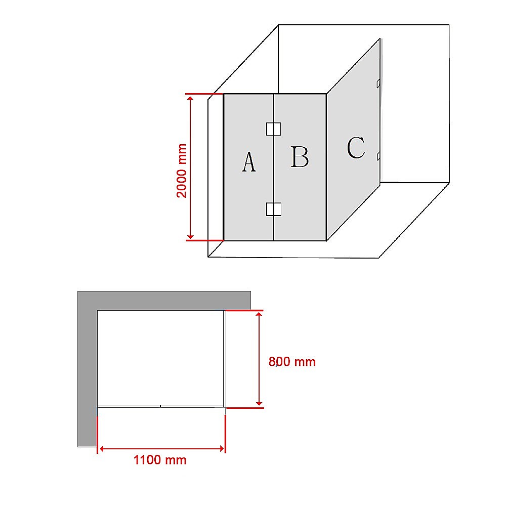 Frameless 10mm Glass Shower Screen 43.3