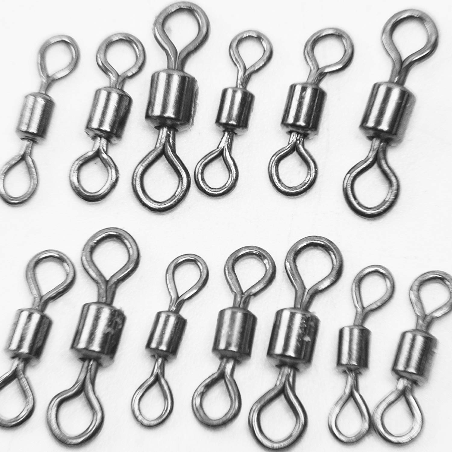 50Pcs Stainless Steel Fishing Rolling Barrel Swivels with Bearings - Saltwater & Freshwater Fishing Tackle (Size #1-#12, 20lb-1300lb Strength) - Perfect for Deep Sea, Lake, and River Fishing