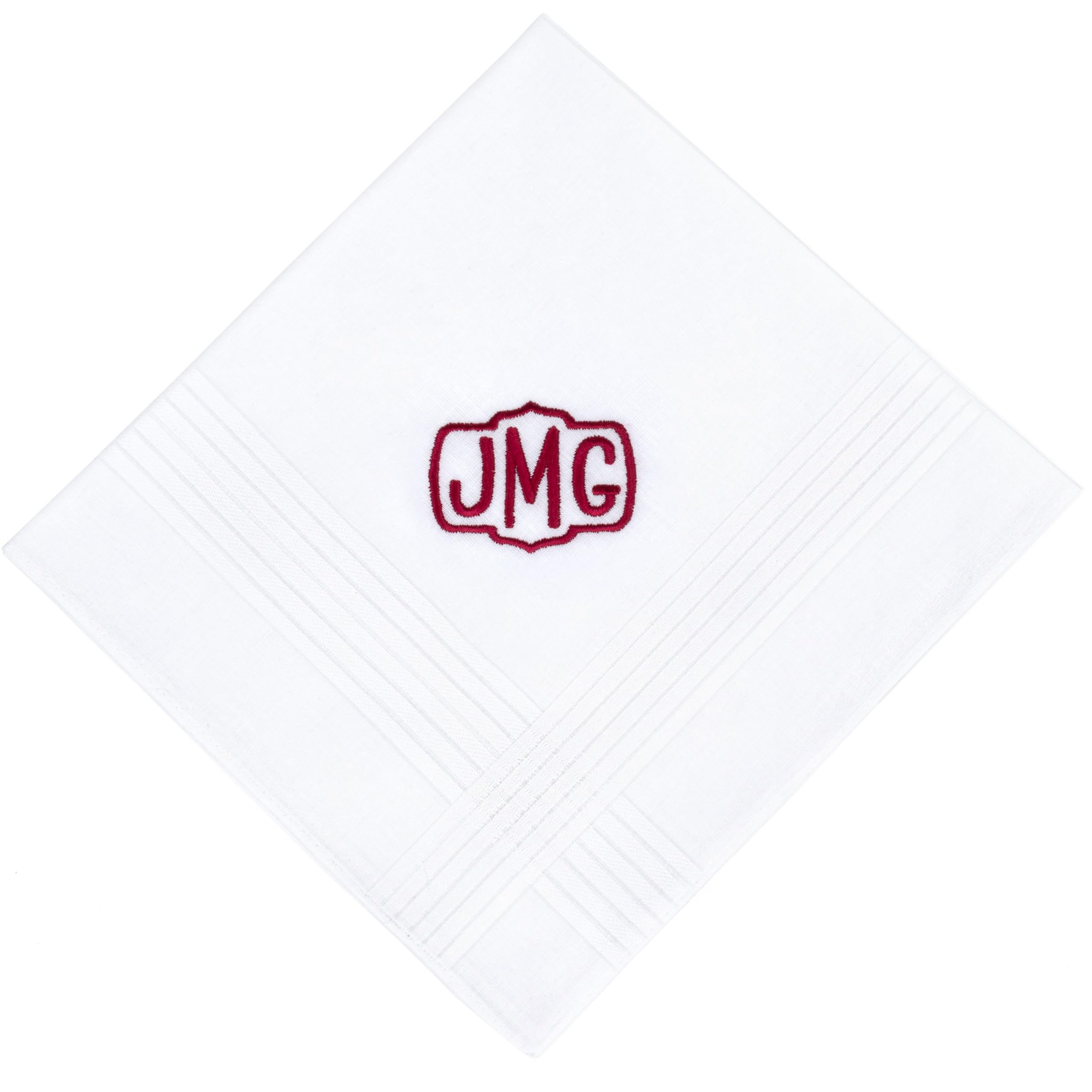 Custom Embroidered Monogram Handkerchiefs for Men - Personalized Initial Hankies - Perfect for Groomsmen, Dads & Christmas Gifts - Elegant Wedding, Graduation & Formal Event Accessories