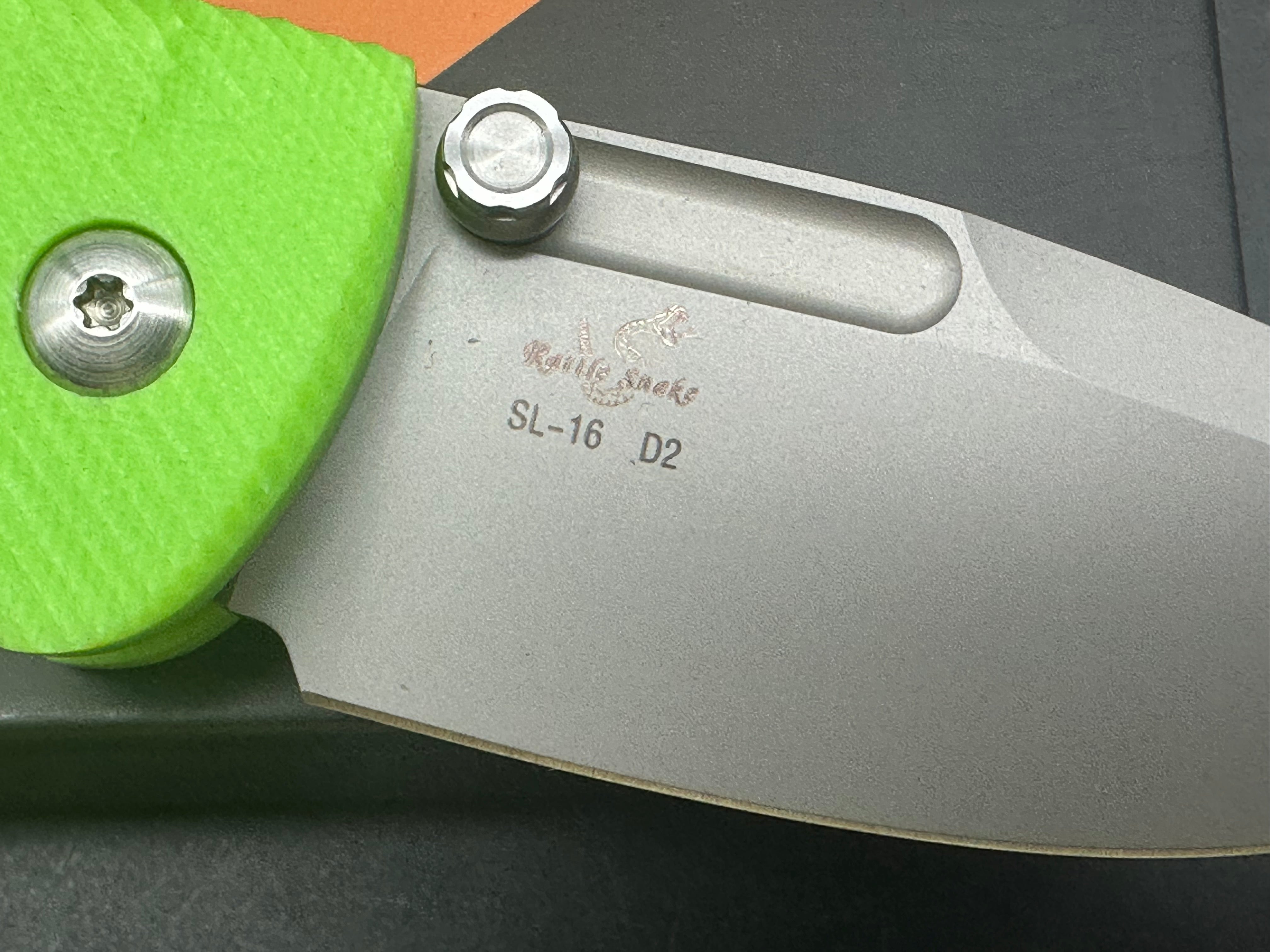 Sixleaf SL 16 Button Lock Pocket Knife - Fluorescent Green G10 Scales & D2 Steel Blade - EDC Folding Knife for Outdoor, Camping & Everyday Carry