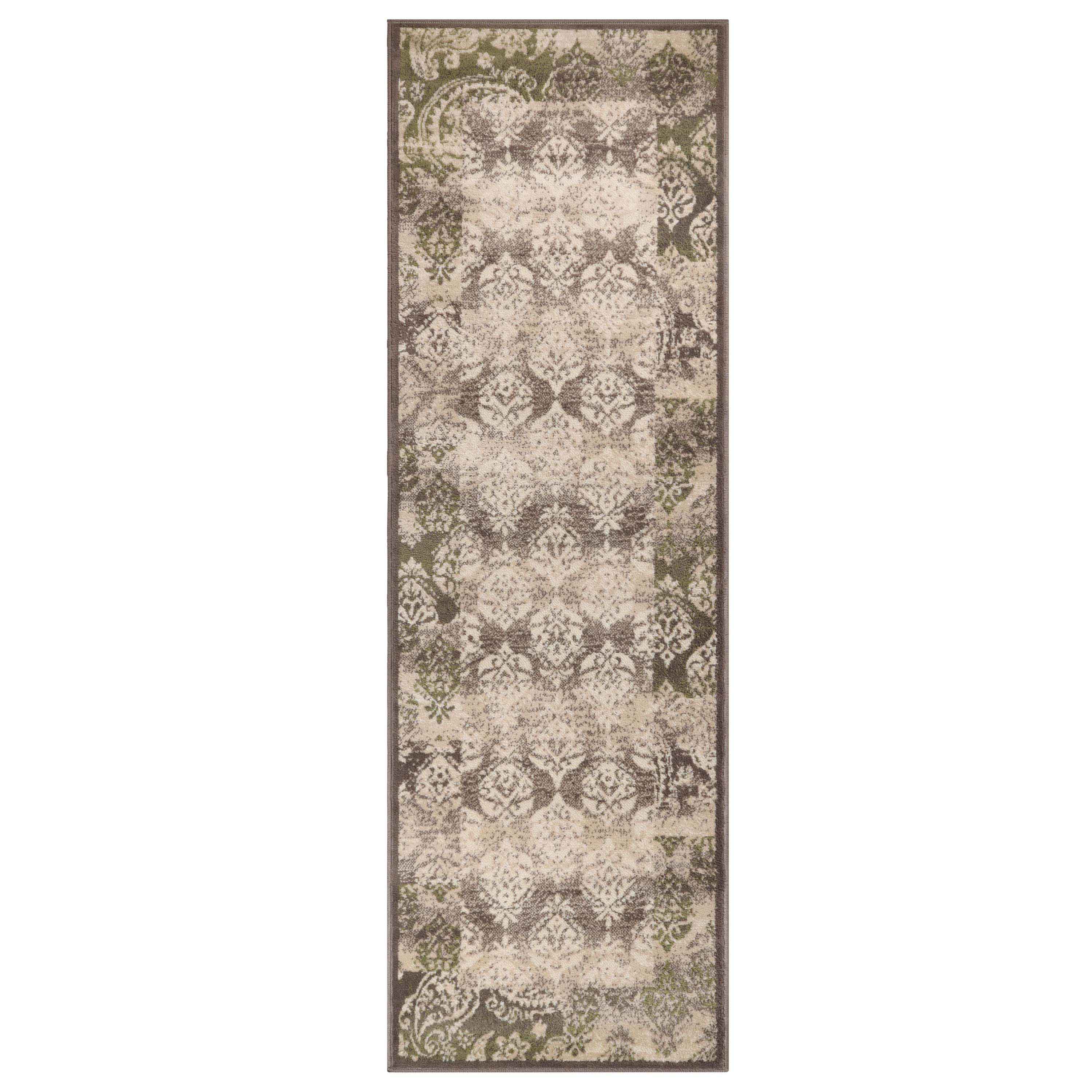 Stylish Modern Damask Indoor Area Rugs & Runners - Non-Slip Soft Living Room Carpet for Bedroom, Hallway, Entryway - Home Decor Floor Mat