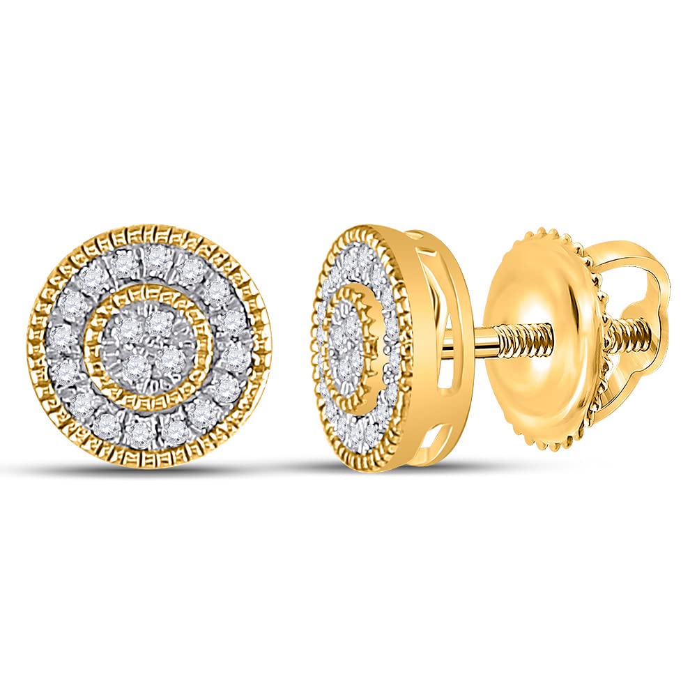 10K Yellow Gold Men's Round Diamond Circle Earrings - 1/8 Cttw Stud Earrings for Men | Perfect Gift for Birthday, Anniversary & Special Occasions