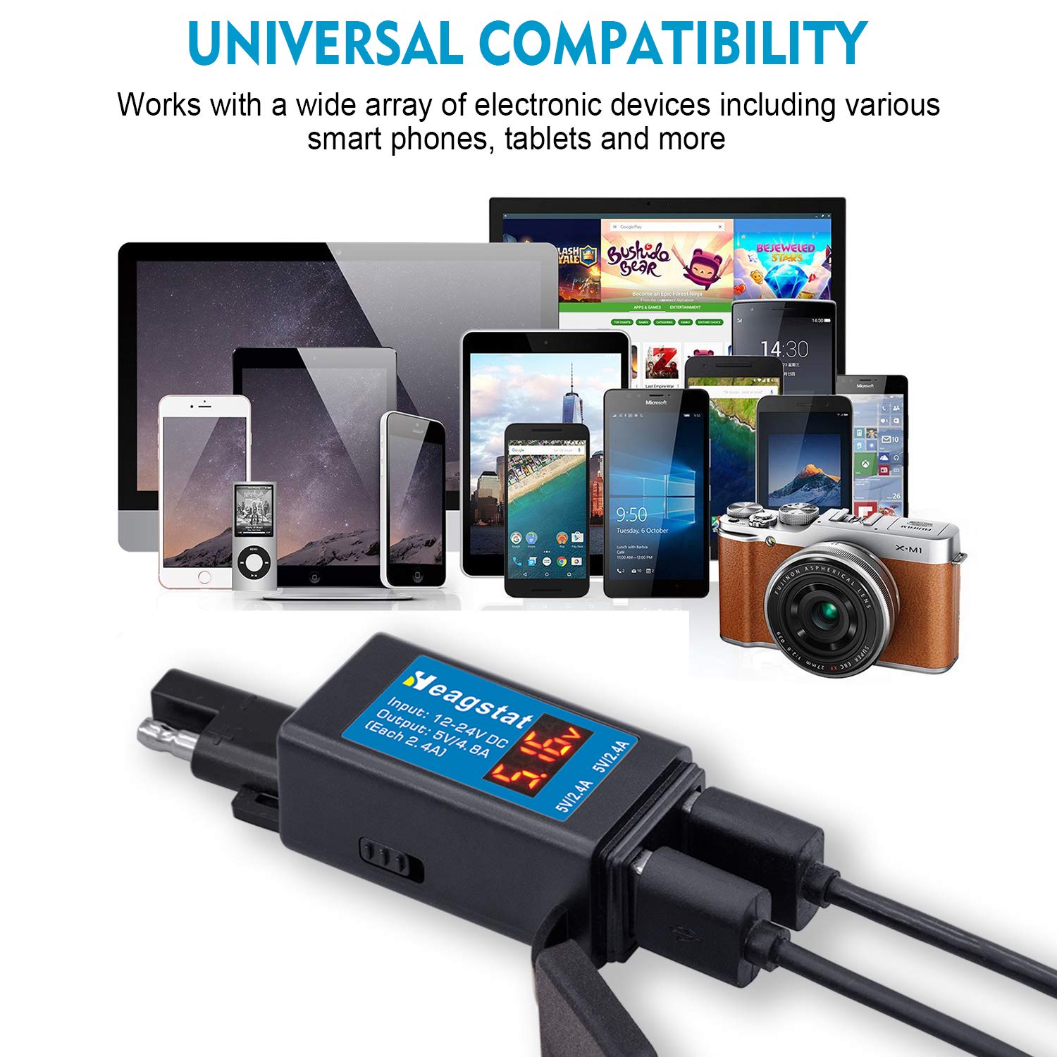 Motorcycle SAE to USB Power Adapter - Dual Port Charger for GPS, Smartphone, MP3 & Action Camera | Perfect for Road Trips & Motorcycle Tours