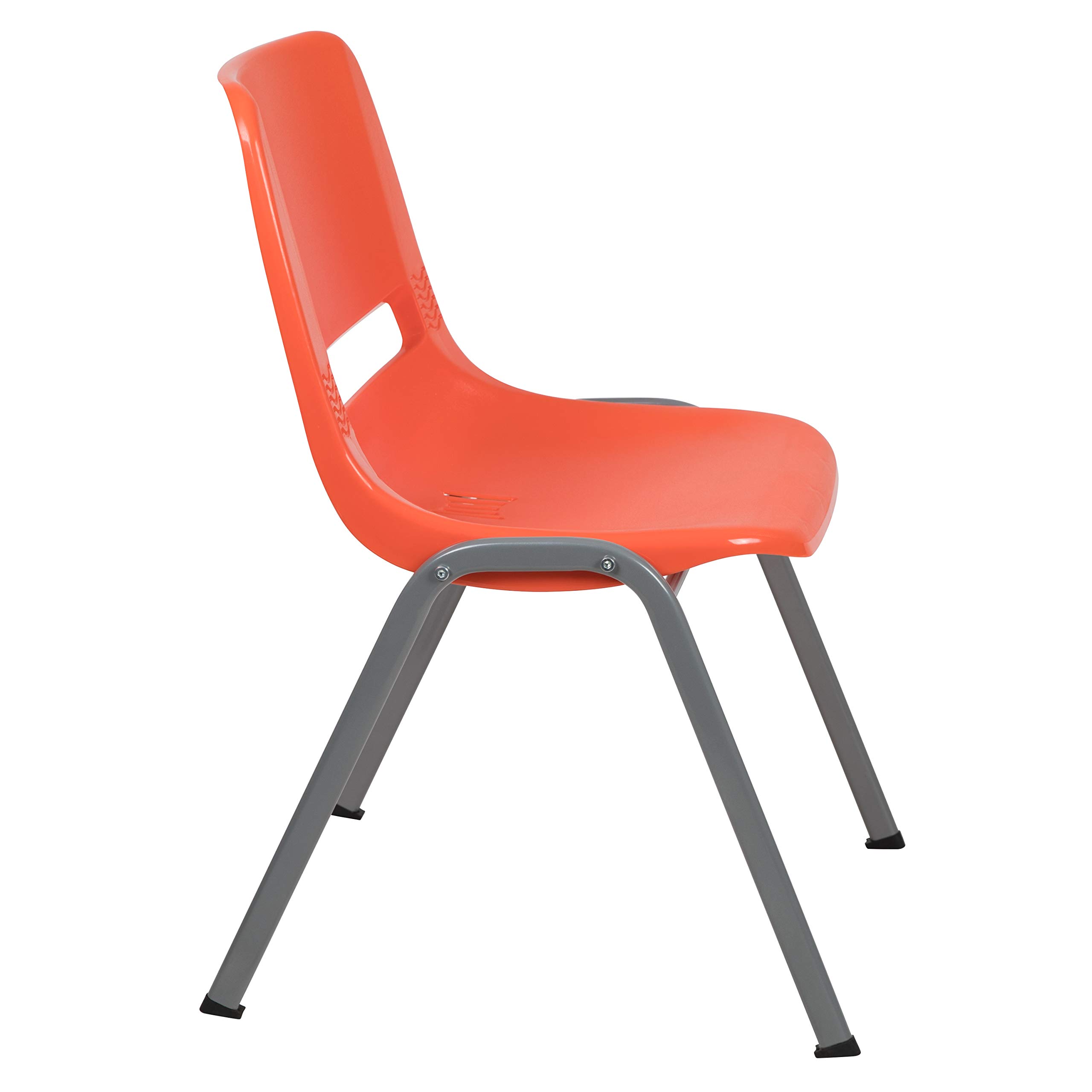 Emma & Oliver Orange Ergonomic Shell Stackable Chair - Comfortable Student Chair for Classroom, Office Guest Chair - Perfect for Schools, Libraries, and Waiting Areas