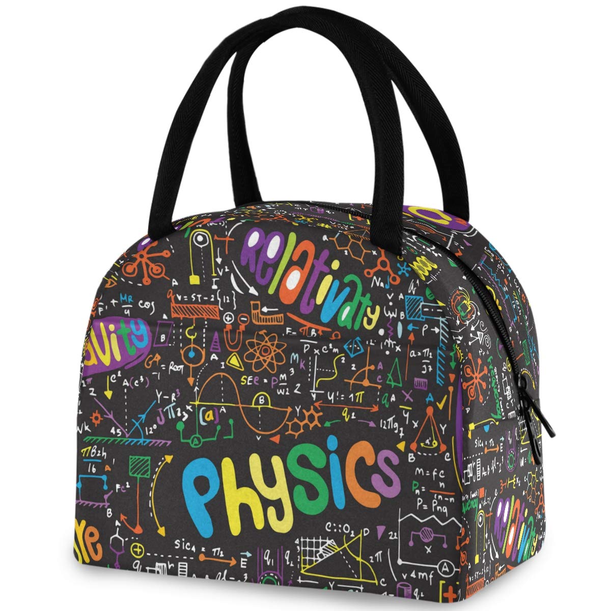 Reusable Insulated Lunch Tote Bag with Front Zipper Pocket - Thermal Cooler Container for Work, School, Picnic, Beach & Fishing | Scientific Formulas Eco-Friendly Design