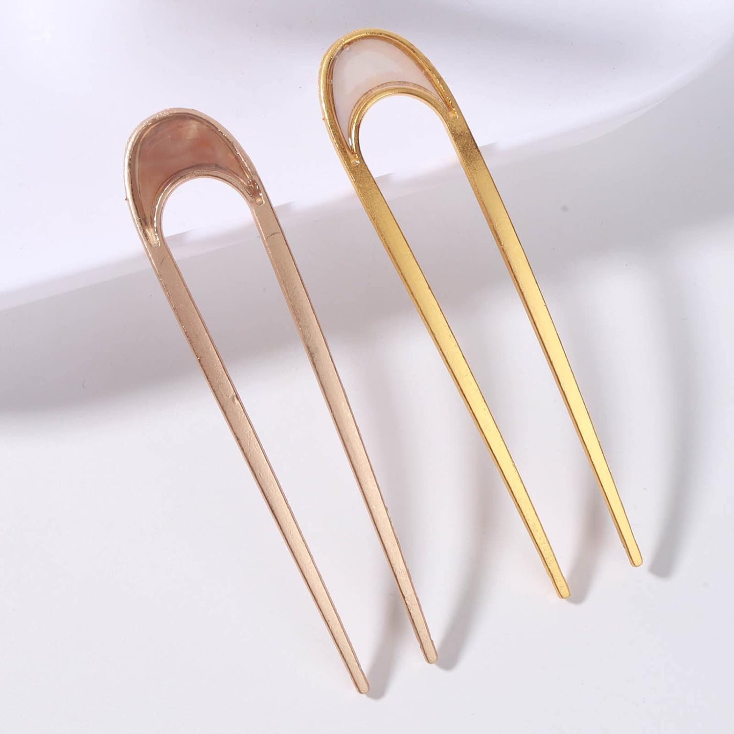 Simple Metal U-Shaped Hairpins - Gold Hair Sticks & Forks for Women & Girls - French Hair Pins for Buns, Updos & Hairstyles - Perfect for Weddings, Parties & Everyday Use