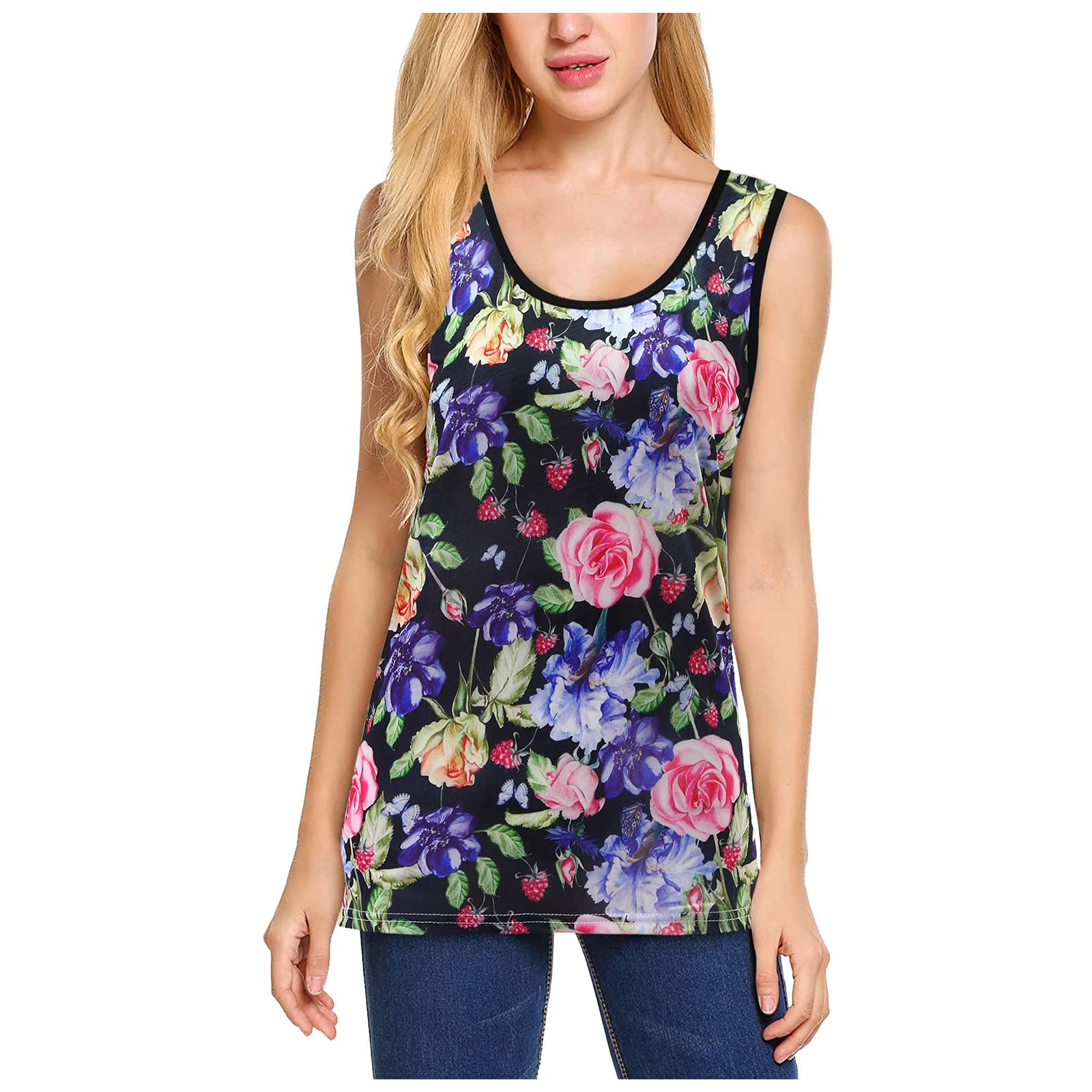 FANGTION Women's Summer Sleeveless Lace Tank Top - Flowy Loose Casual Shirt for Women | Perfect for Beach Outings, Date Nights & Summer Vacations