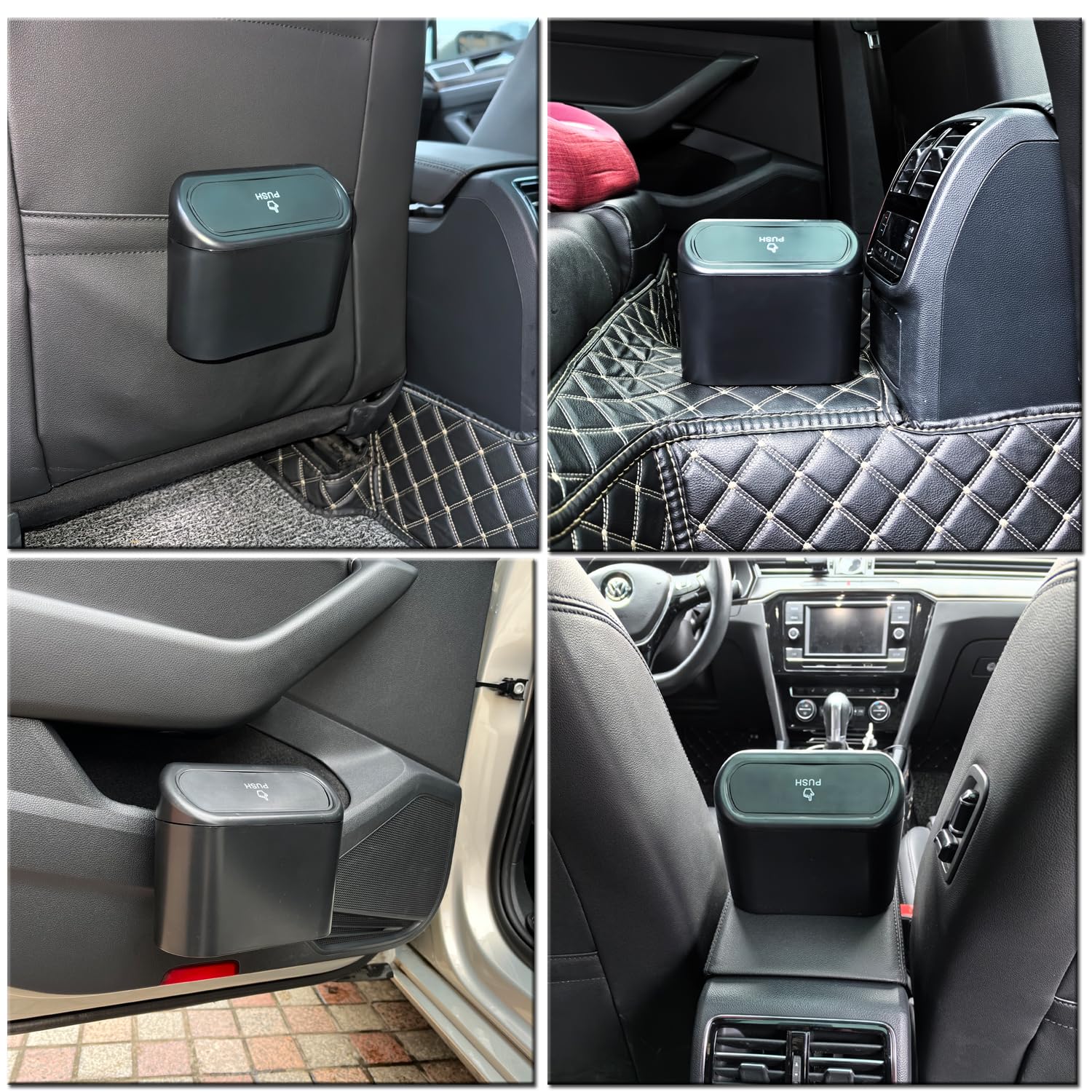 Kitbest Car Trash Can with Lid - 60 Trash Bags & 2 Car Hooks Included | Mini Auto Garbage Bin for Car, Office & Home | Perfect for Front/Back Seat Organization & Road Trips