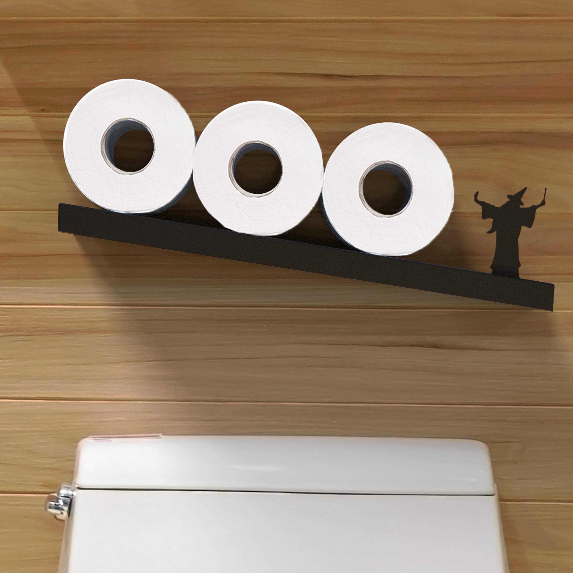 Artori Floating Toilet Paper Shelf Storage - Bathroom Wall Decor Organizer for Tissue Rolls, Wipes & Towels | Tilted Wall Mount Toilet Paper Holder | Space Saving Bathroom Decor (Merlin Black) - Perfect for Small Bathrooms, Powder Rooms & RV Toilets