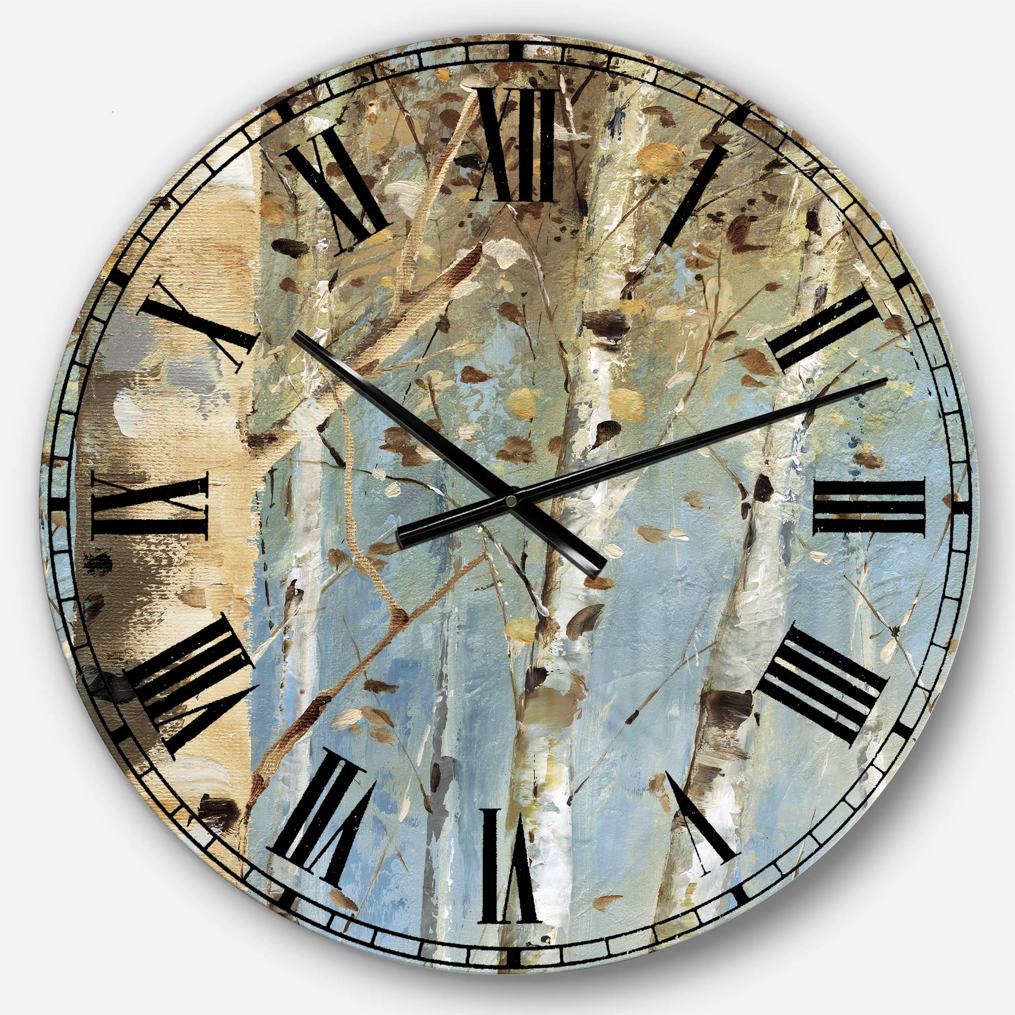 Designart White Birch Forest I Round Metal Wall Clock - Farmhouse Decor, Wall Art for Living Room, Bedroom, Office | Perfect for Rustic Home Decor & Nature-Inspired Interiors