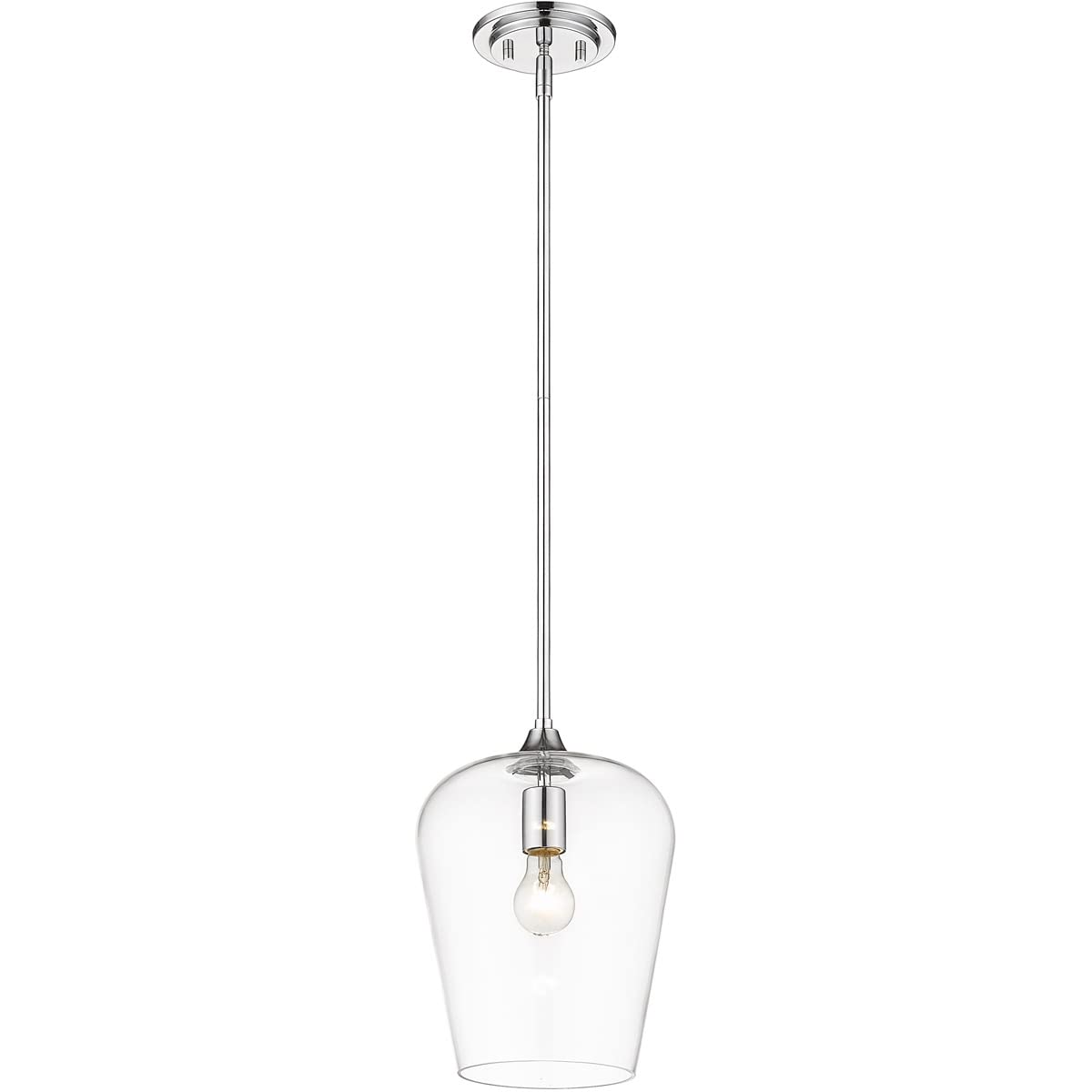 Z-Lite 473P9-CH Modern Single Light Pendant Fixture for Dining Room, Kitchen Island & Entryway - Brushed Nickel Finish with Clear Glass Shade