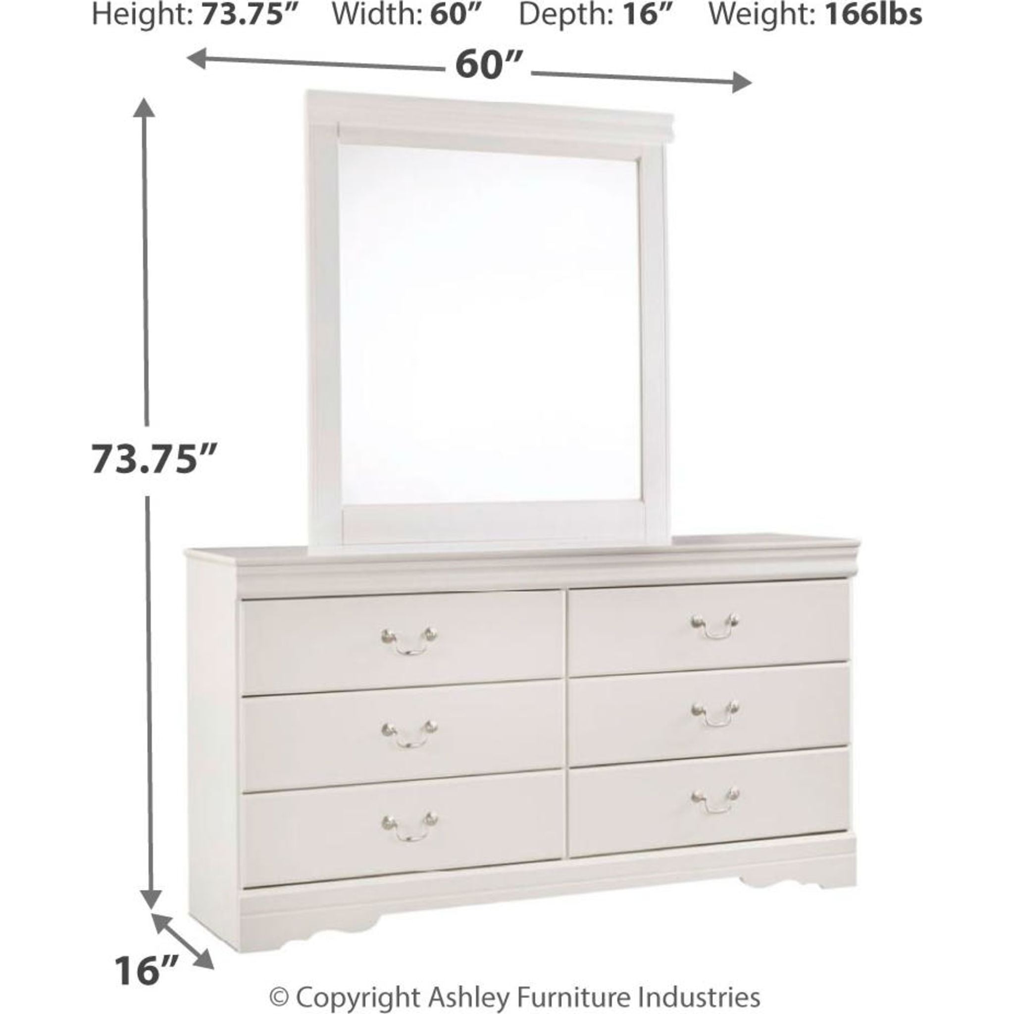 White Anarasia Dresser with Mirror - Elegant Bedroom Furniture for Home Decor & Organization