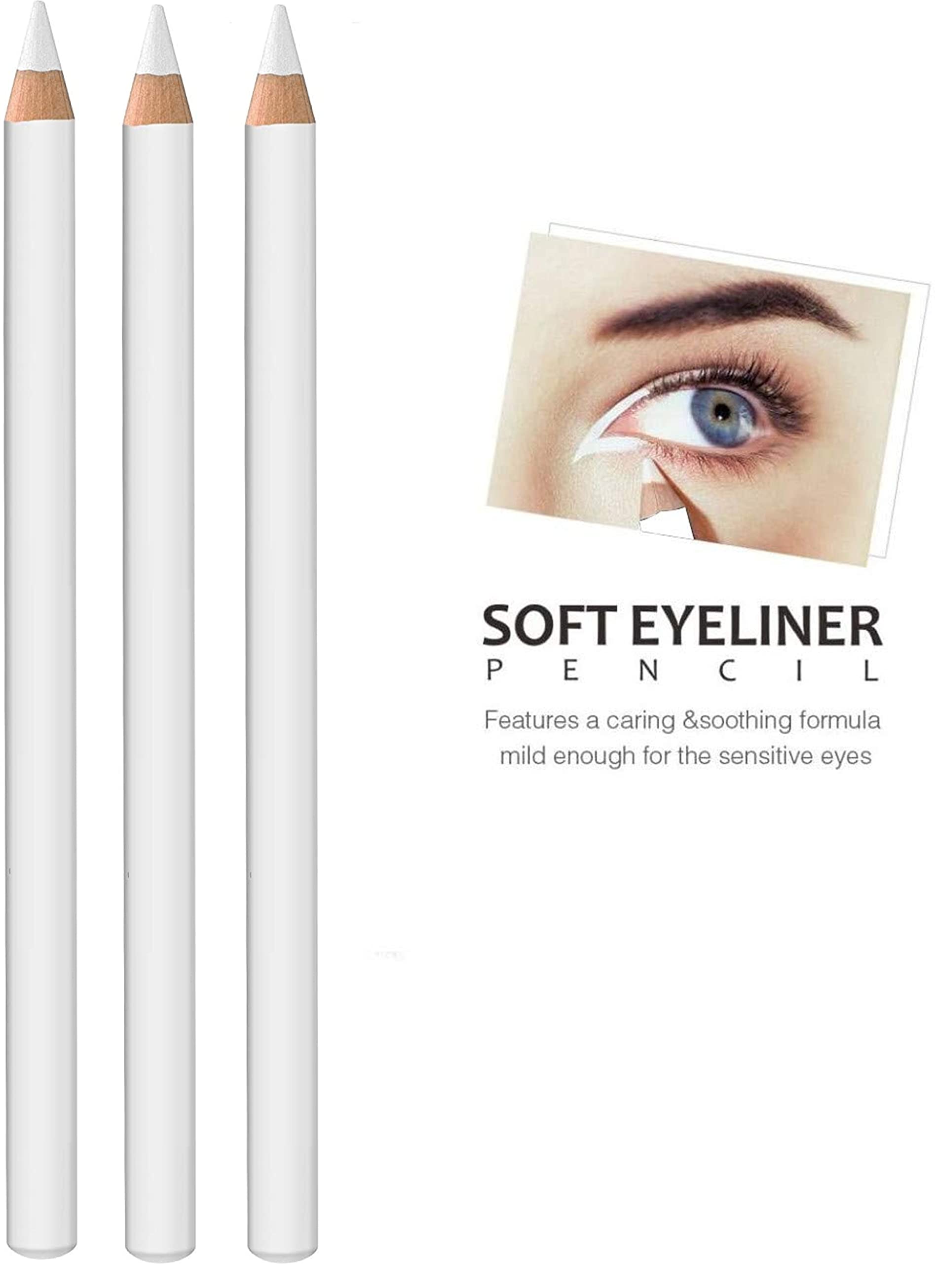 Matte Finish Smudge Proof White Kajal Eyeliner Pencil - Waterproof & Long Lasting for Sensitive Eyes - Perfect for Dramatic Eye Looks, Winged Liner & Everyday Makeup