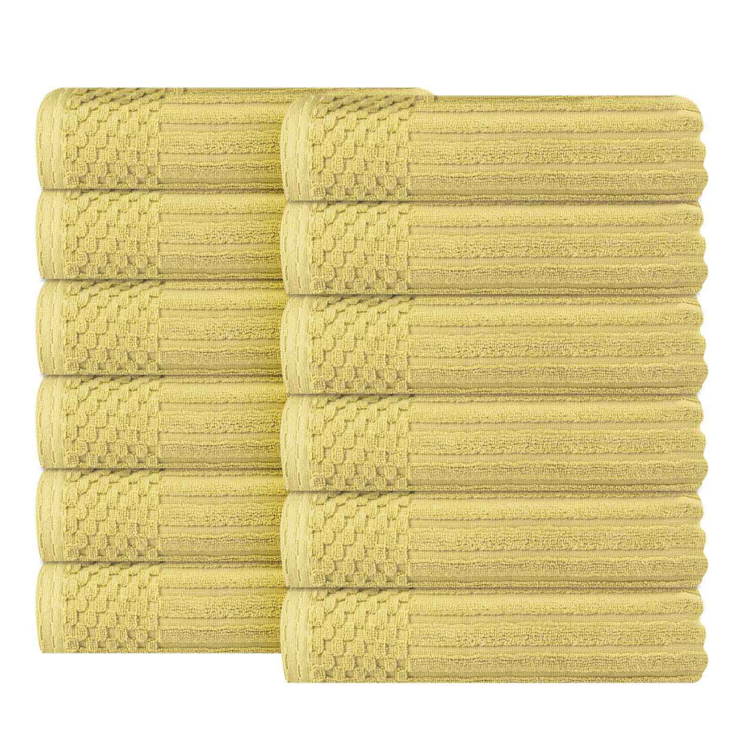Ultra Soft Soho Ribbed Cotton Face Towels - Set of 12, Highly Absorbent & Gentle for Daily Skincare, Makeup Removal & Spa Use