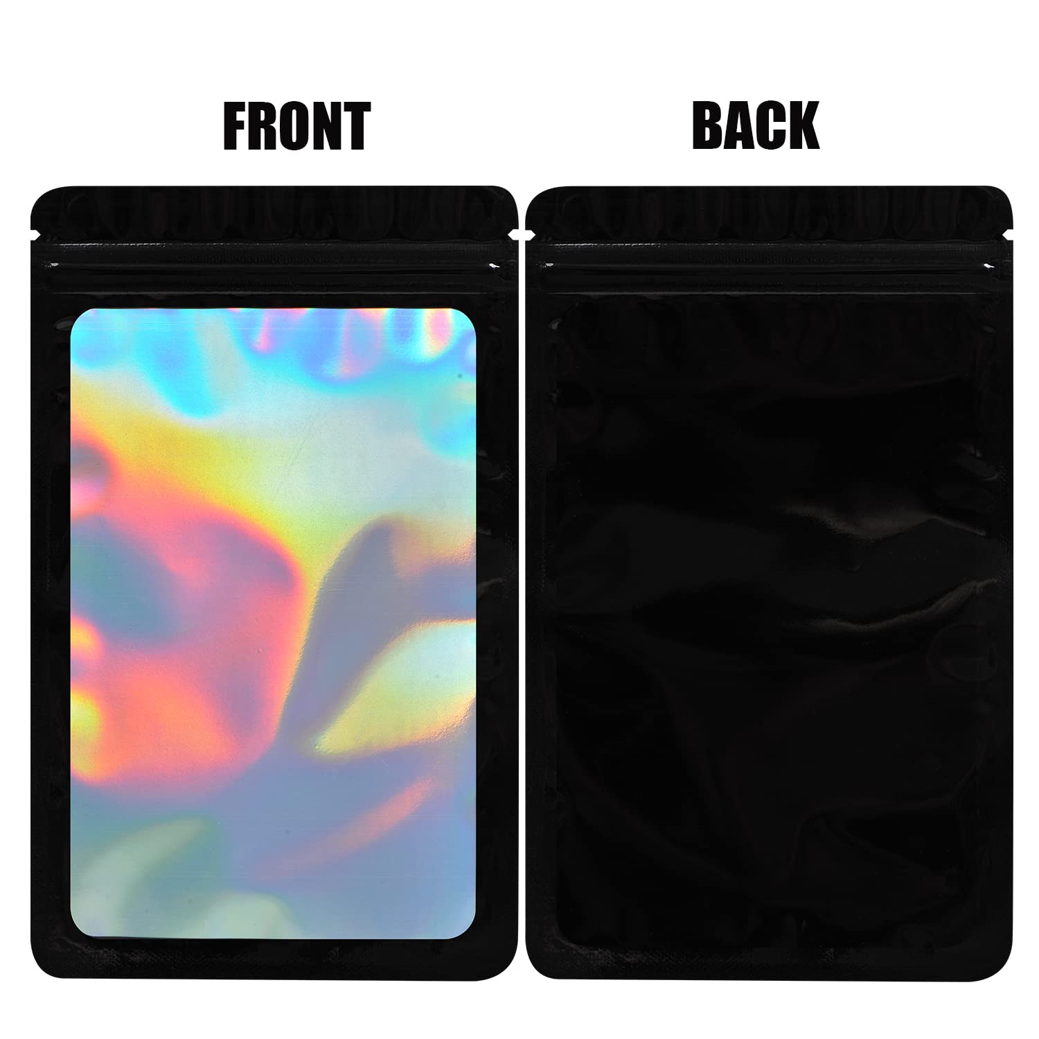 100-Pack 4×6 Inch Resealable Mylar Bags - Holographic Stand-Up Pouches for Jewelry, Candy, Food Samples, Party Favors & Small Business Packaging (Black) | Perfect for Gift Packaging, Retail Display & Bulk Storage